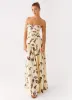 Rhea Ruched Maxi Dress - Buttercream Bliss sold by Peppermayo