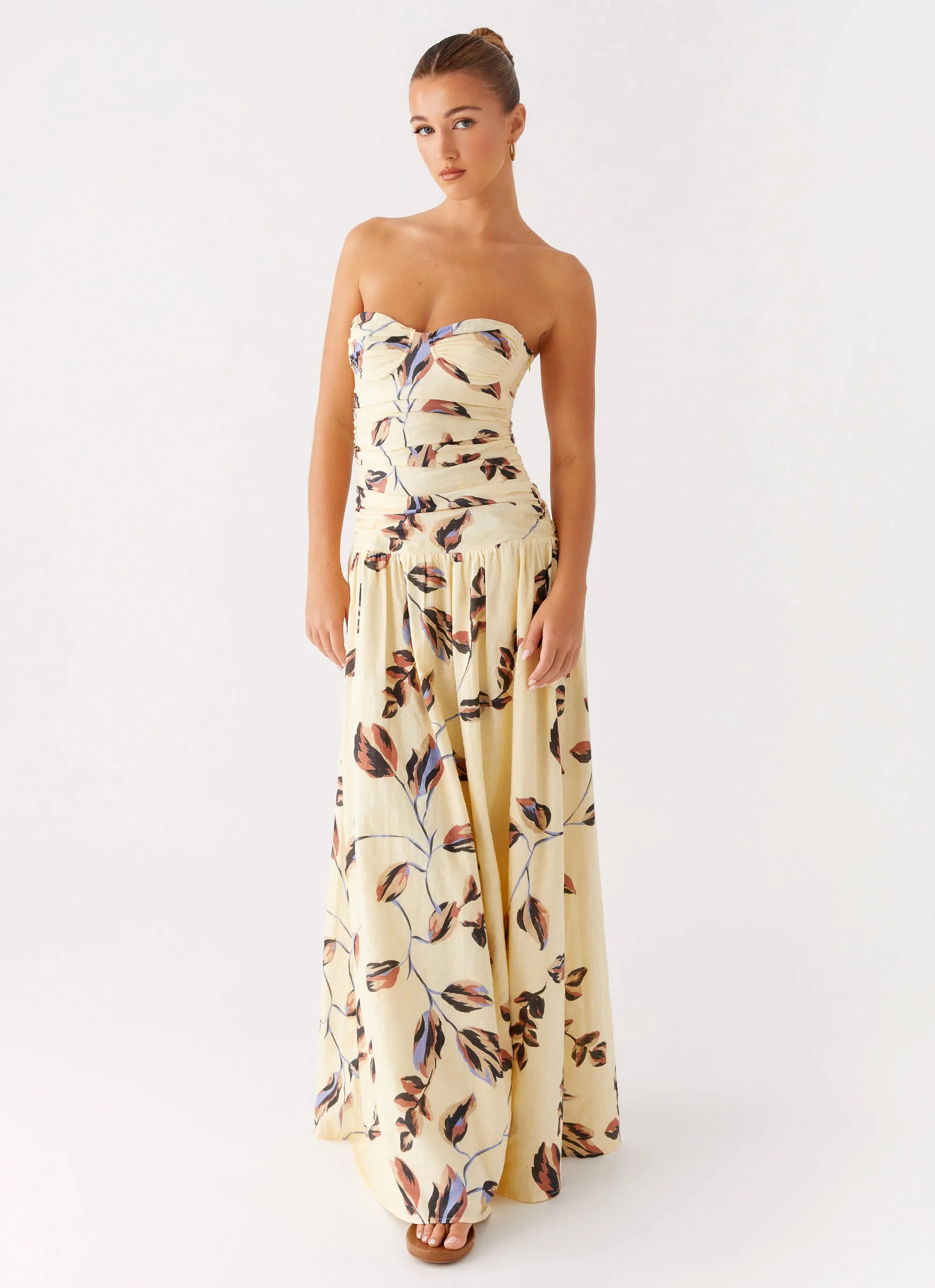 Rhea Ruched Maxi Dress - Buttercream Bliss sold by Peppermayo product image thumbnail 5