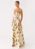 Rhea Ruched Maxi Dress - Buttercream Bliss sold by Peppermayo