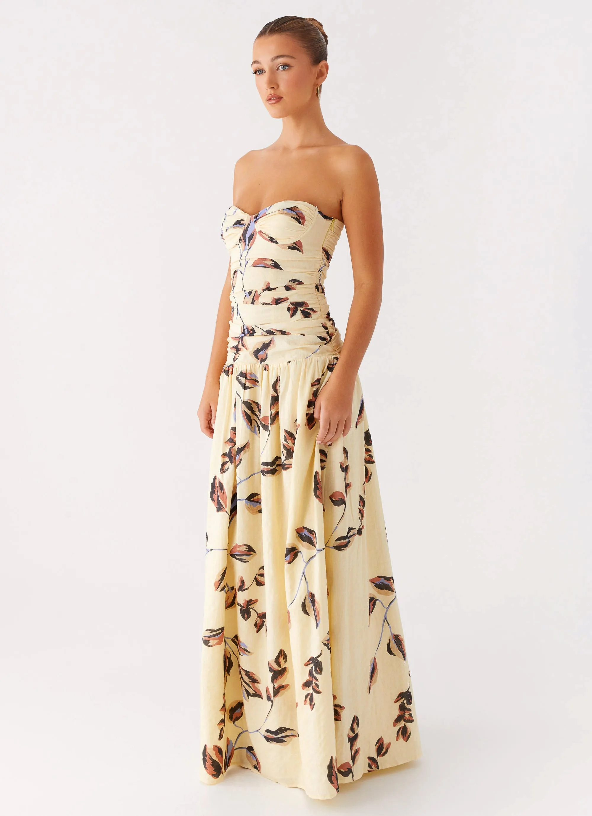 Rhea Ruched Maxi Dress - Buttercream Bliss sold by Peppermayo product image thumbnail 4