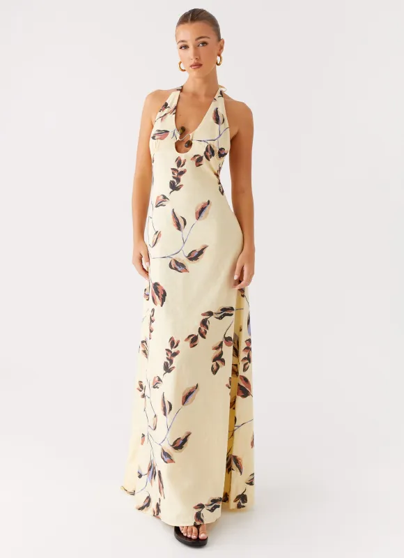 Elvina Halter Neck Maxi Dress - Buttercream Bliss sold by Peppermayo