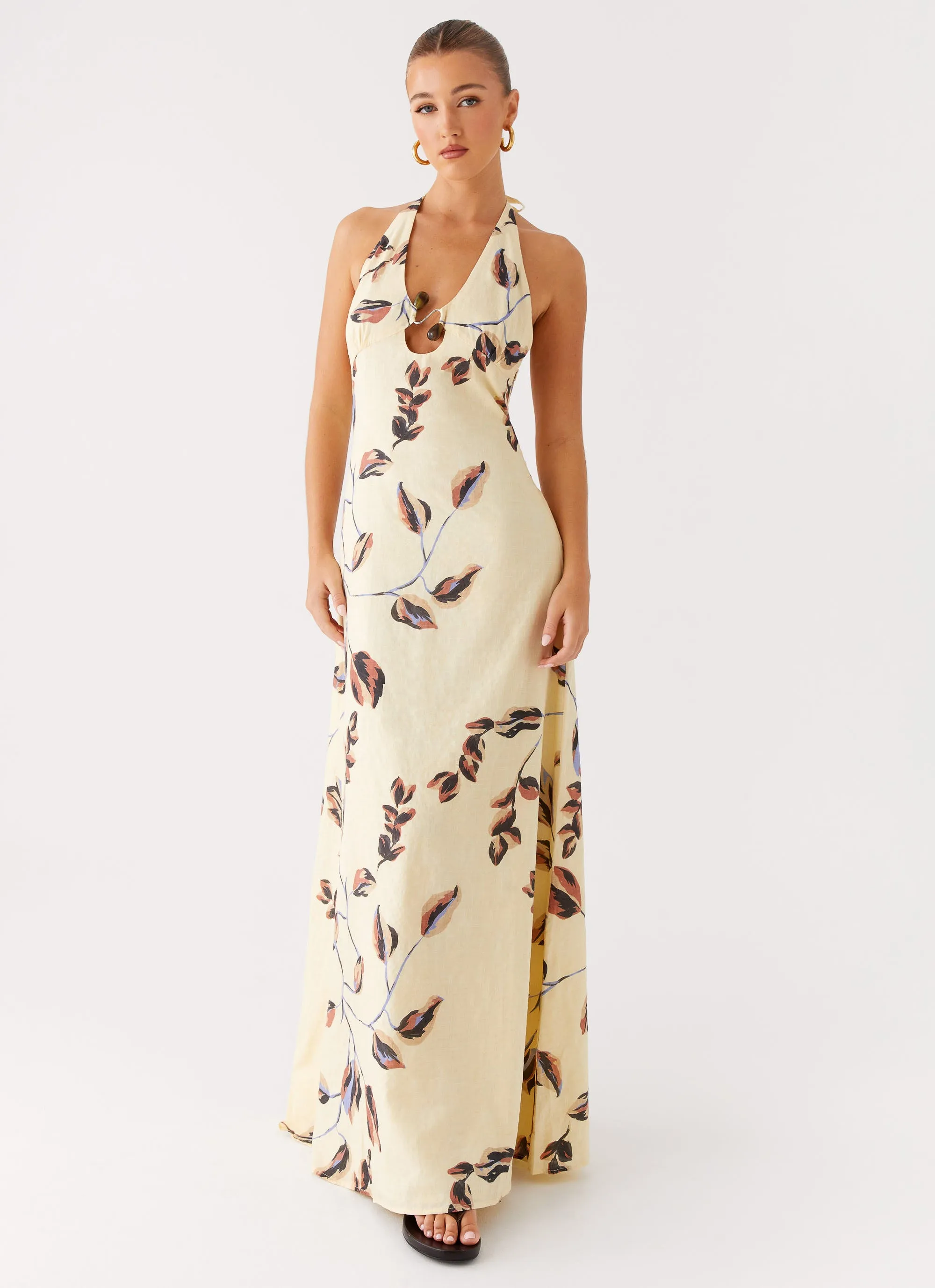 Elvina Halter Neck Maxi Dress - Buttercream Bliss sold by Peppermayo