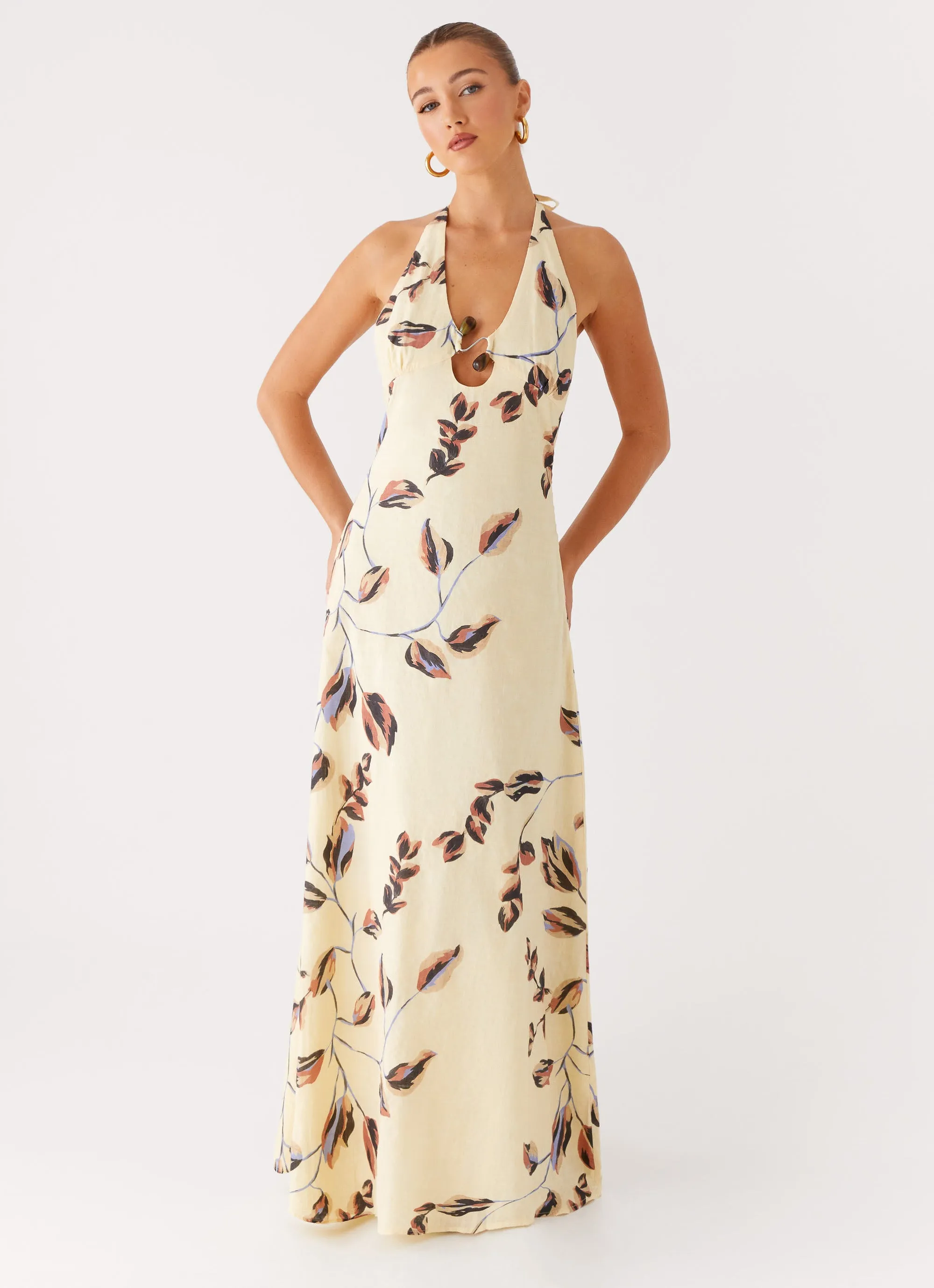 Elvina Halter Neck Maxi Dress - Buttercream Bliss sold by Peppermayo product image thumbnail 3