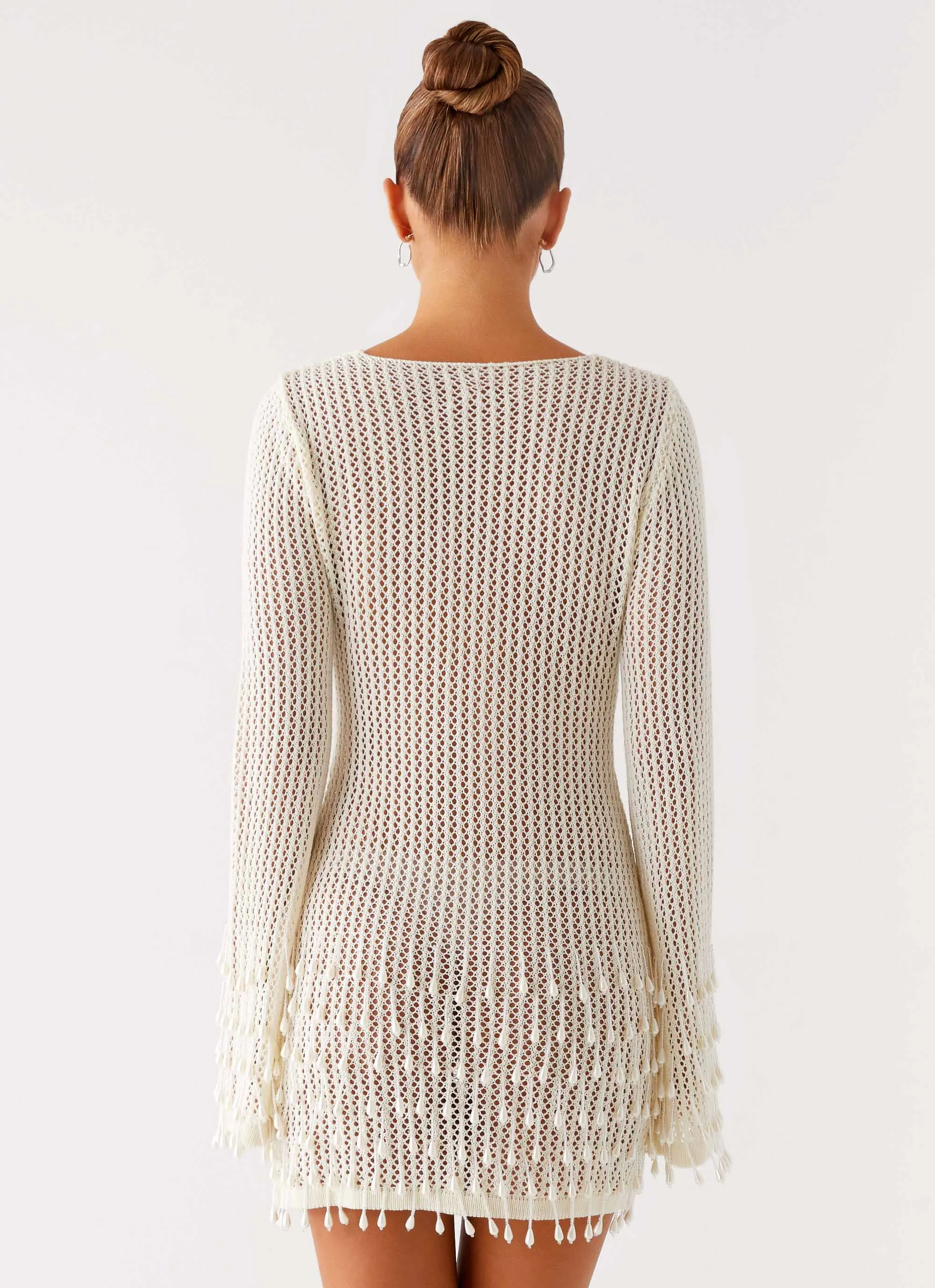 Majestic Beaded Crochet Mini Dress - Ivory sold by Peppermayo product image thumbnail 3