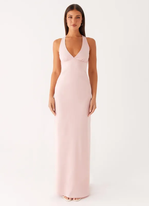 Desi Halterneck Maxi Dress - Pink sold by Peppermayo