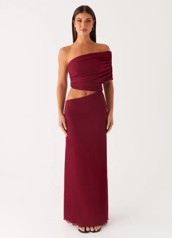 Gillian Maxi Dress - Maroon sold by Peppermayo