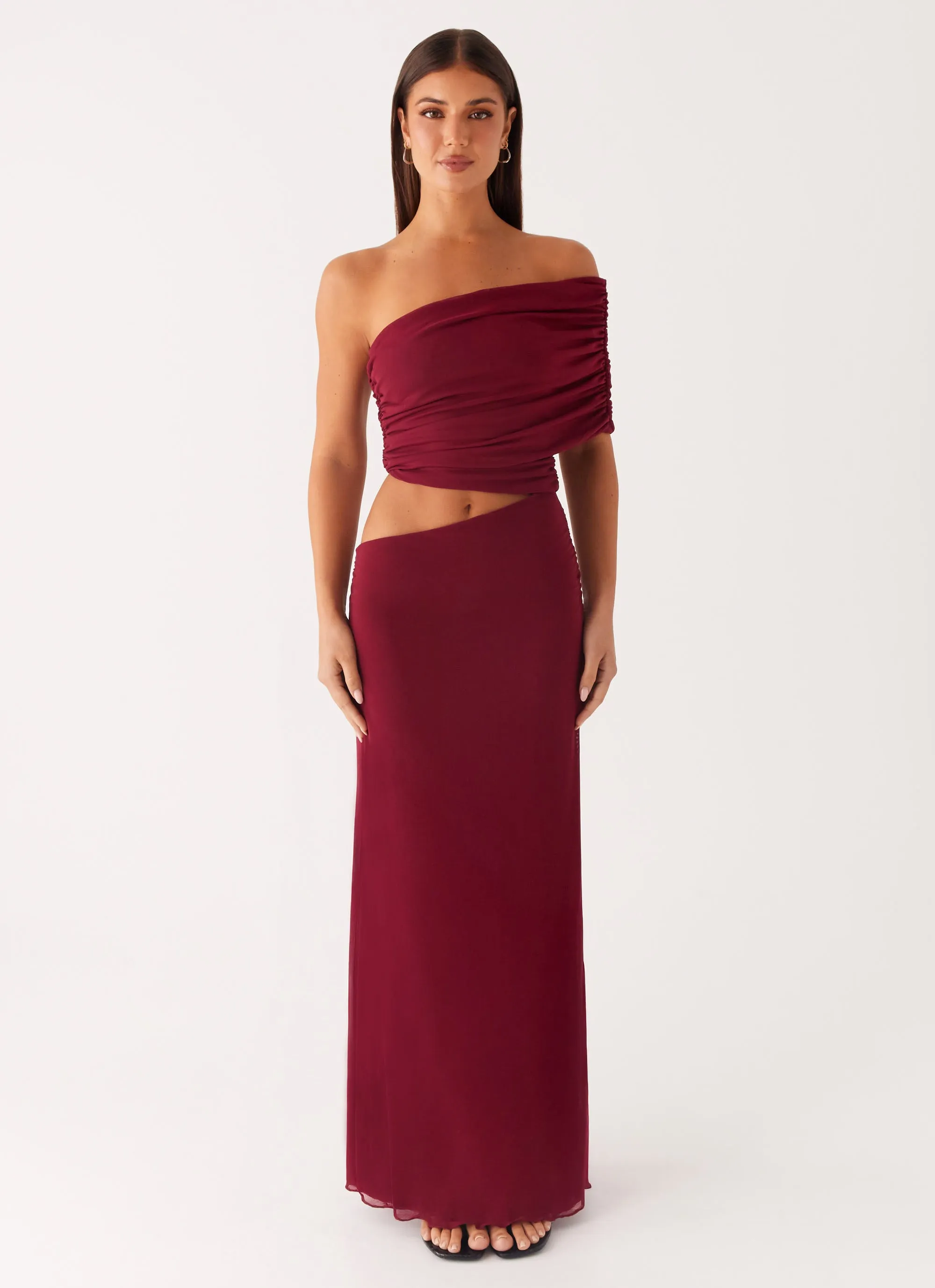 Gillian Maxi Dress - Maroon sold by Peppermayo