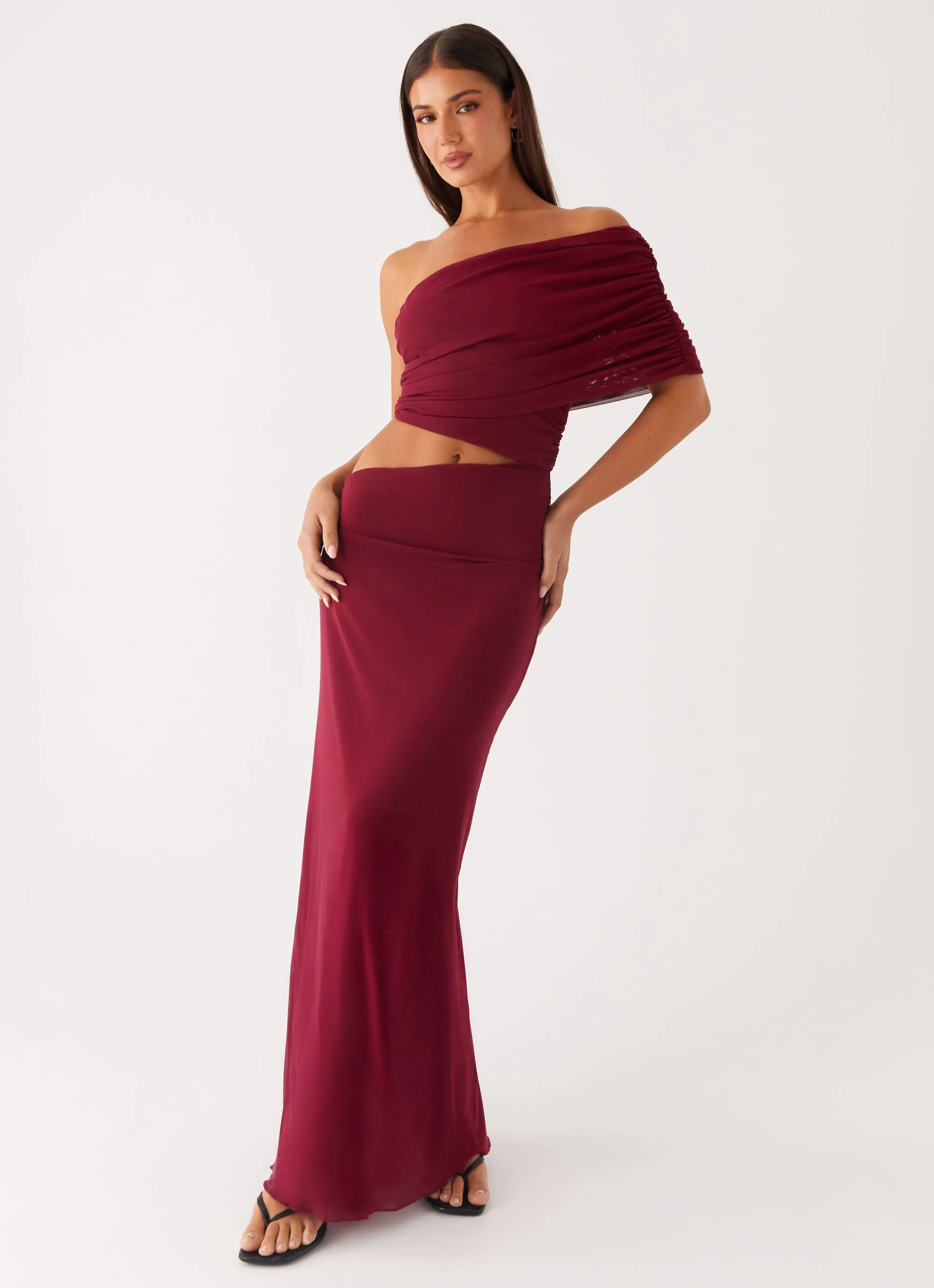 Gillian Maxi Dress - Maroon sold by Peppermayo product image thumbnail 4