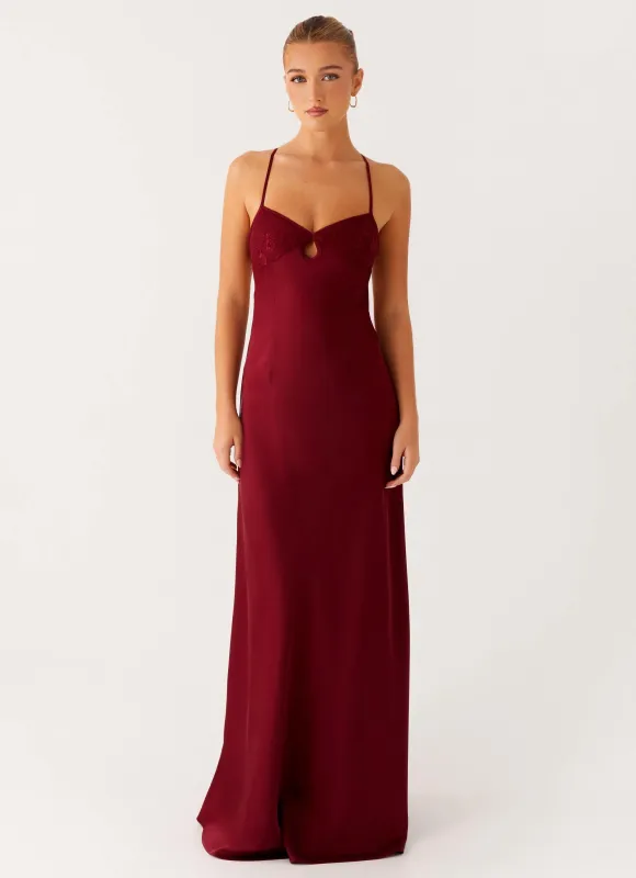 Joanie Maxi Dress - Maroon sold by Peppermayo