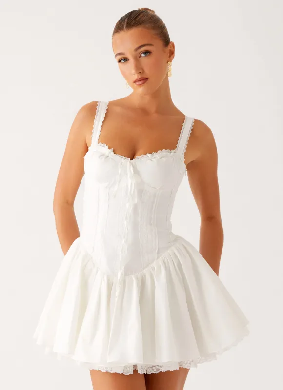 Lacie Mini Dress - White sold by Peppermayo