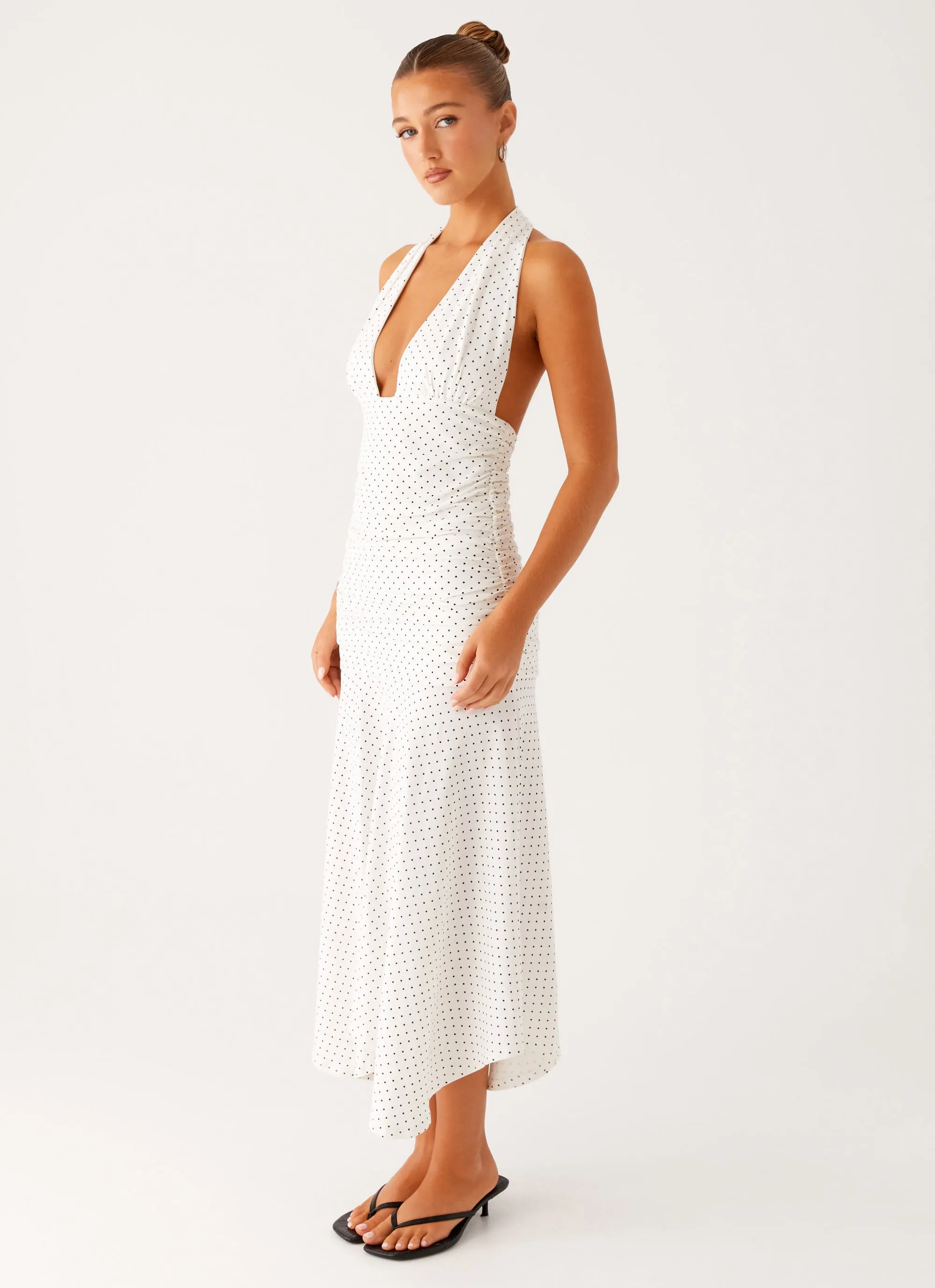 Grettana Halter Neck Midi Dress - White Polka Dot sold by Peppermayo product image thumbnail 3