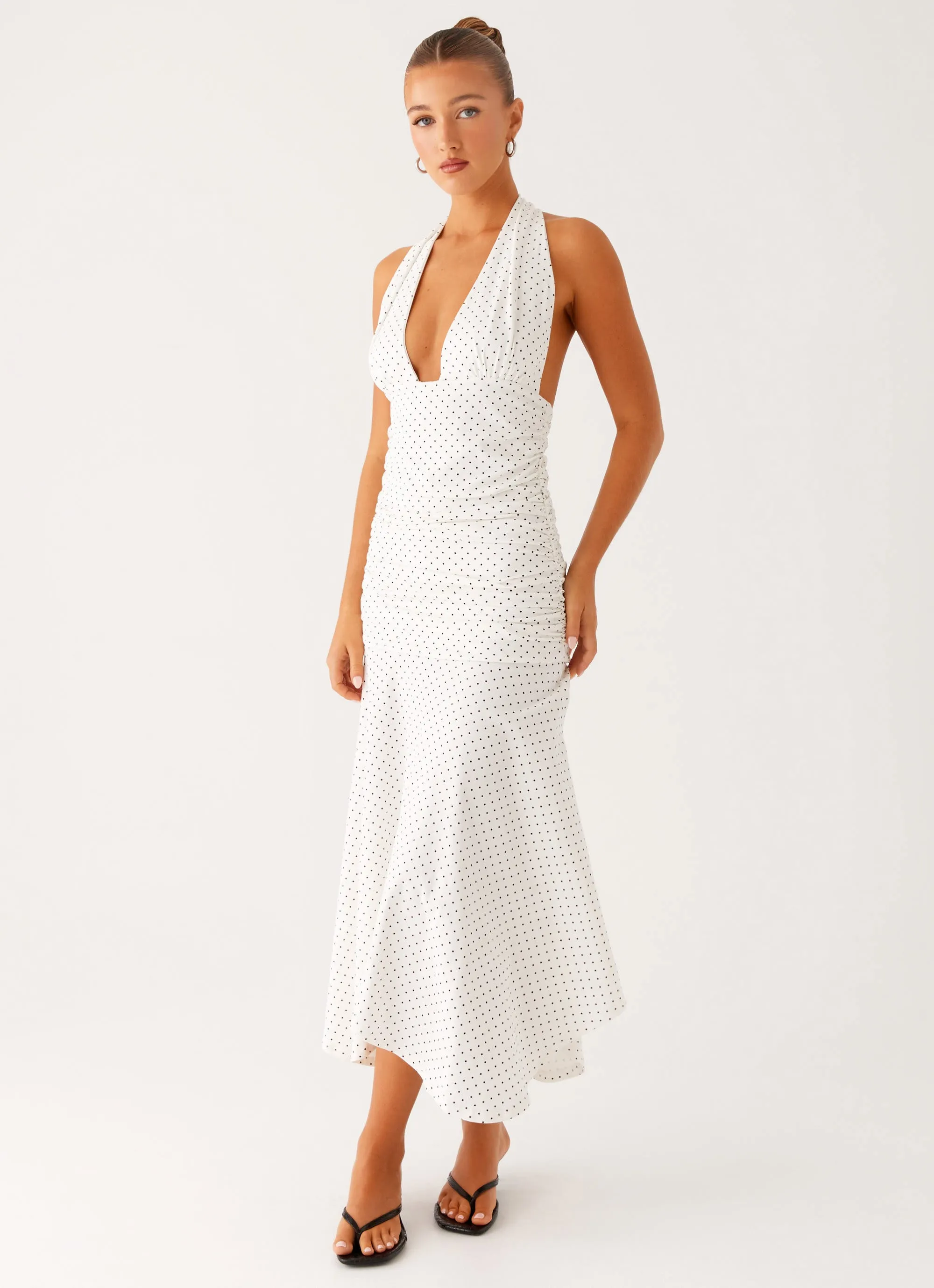 Grettana Halter Neck Midi Dress - White Polka Dot sold by Peppermayo product image thumbnail 5