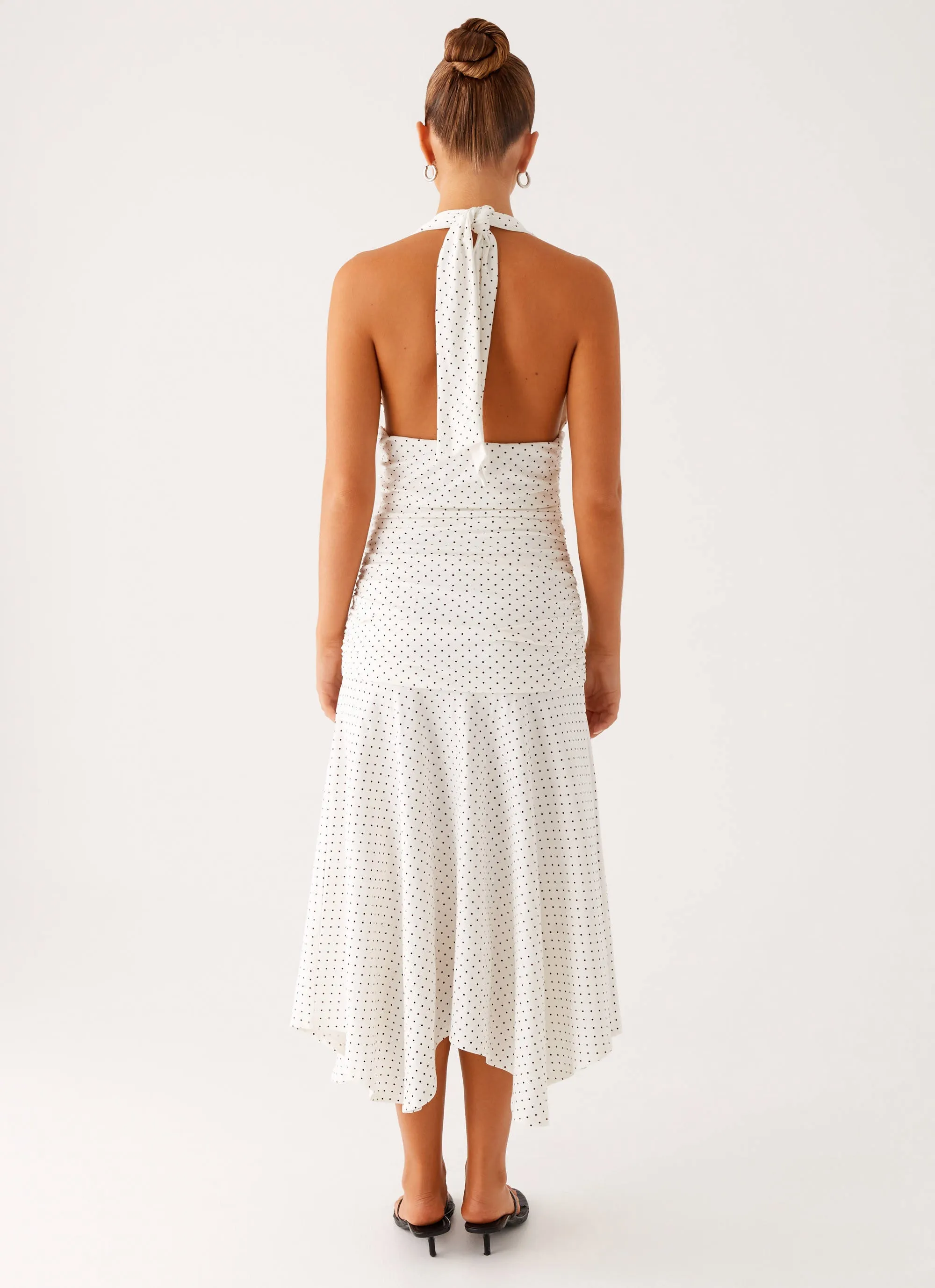 Grettana Halter Neck Midi Dress - White Polka Dot sold by Peppermayo product image thumbnail 2