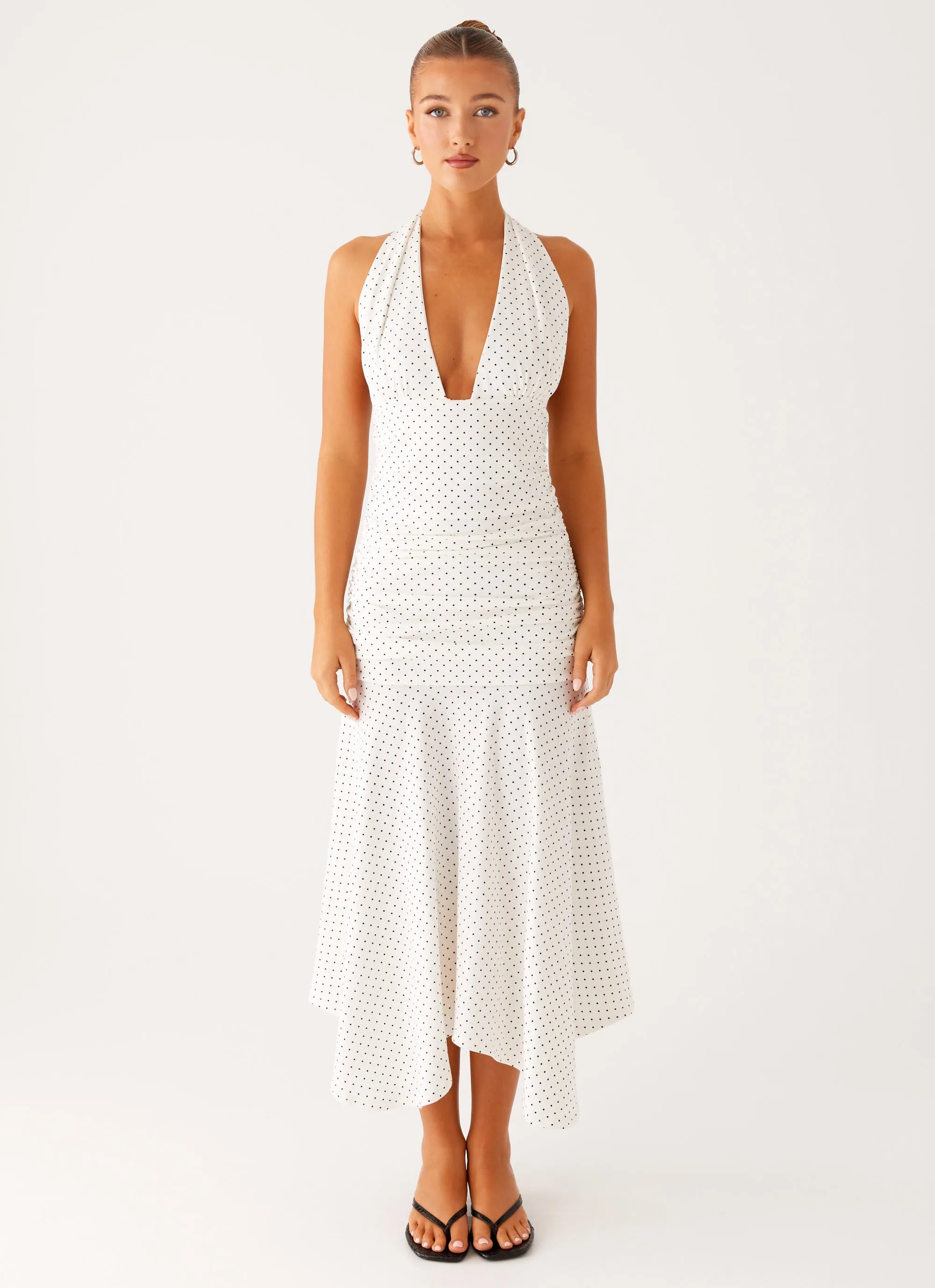 Grettana Halter Neck Midi Dress - White Polka Dot sold by Peppermayo product image thumbnail 4