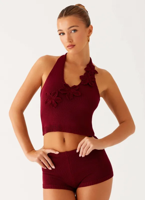 Miffy Crochet Top - Maroon sold by Peppermayo