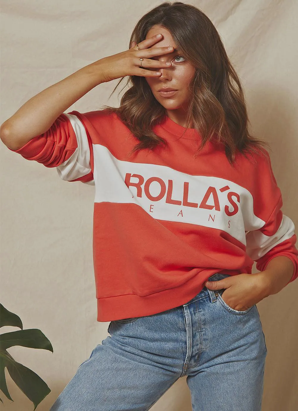 Logo Split Sweater - Faded Red sold by Peppermayo