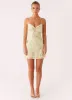Vietta Sequin Cami Mini Dress - Yellow sold by Peppermayo