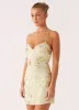 Vietta Sequin Cami Mini Dress - Yellow sold by Peppermayo