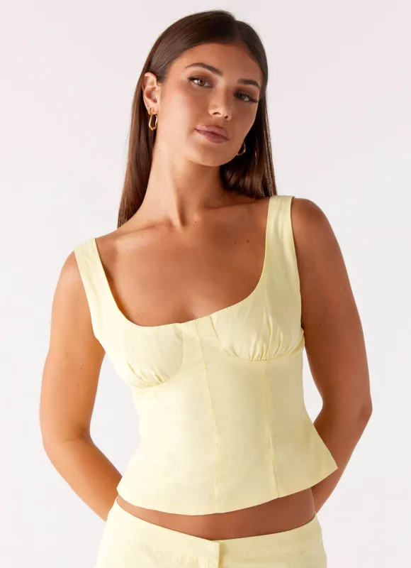 Coastline Bustier Top - Yellow sold by Peppermayo