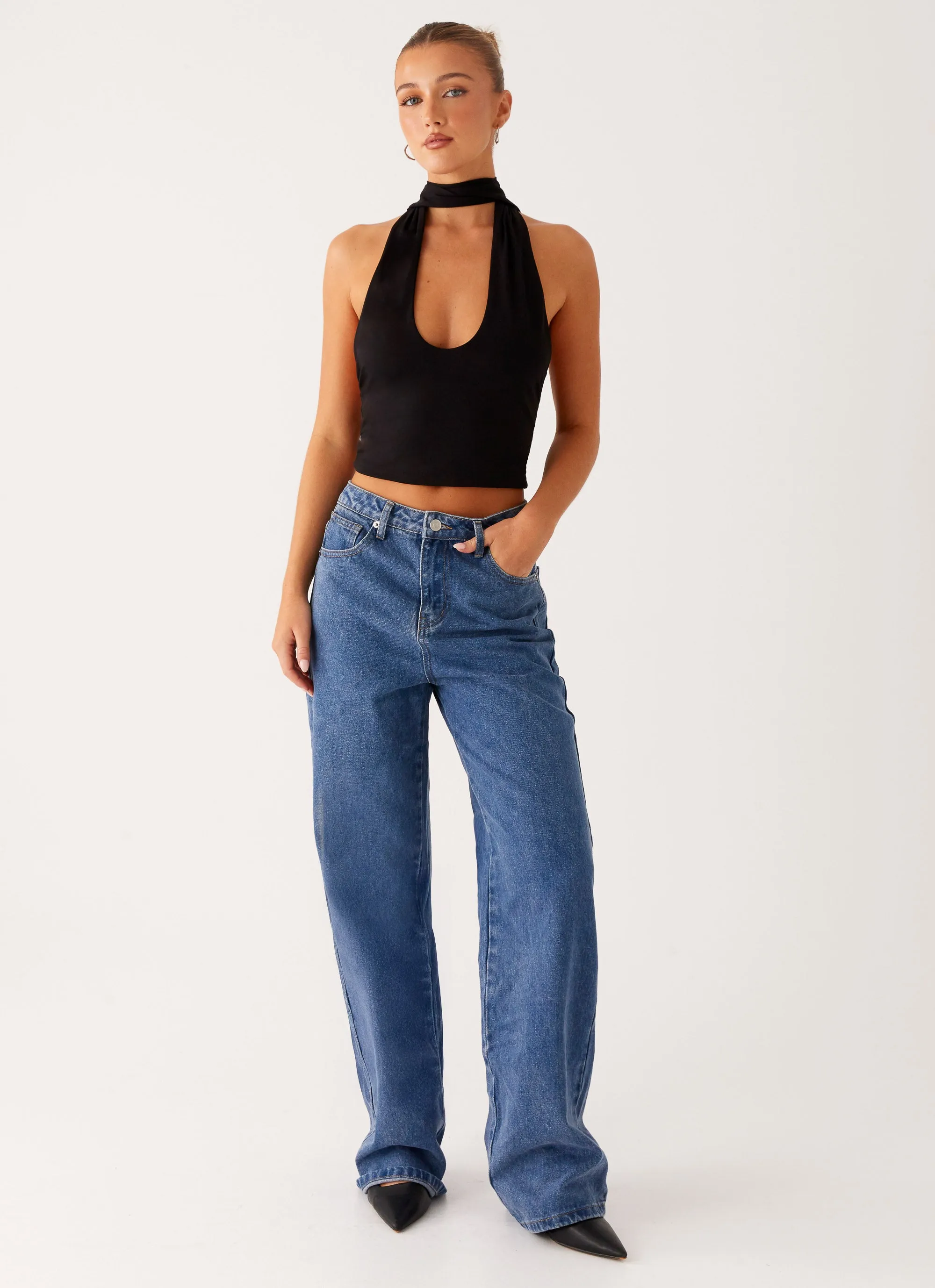 Back Again Straight Leg Denim Jeans - True Blue sold by Peppermayo