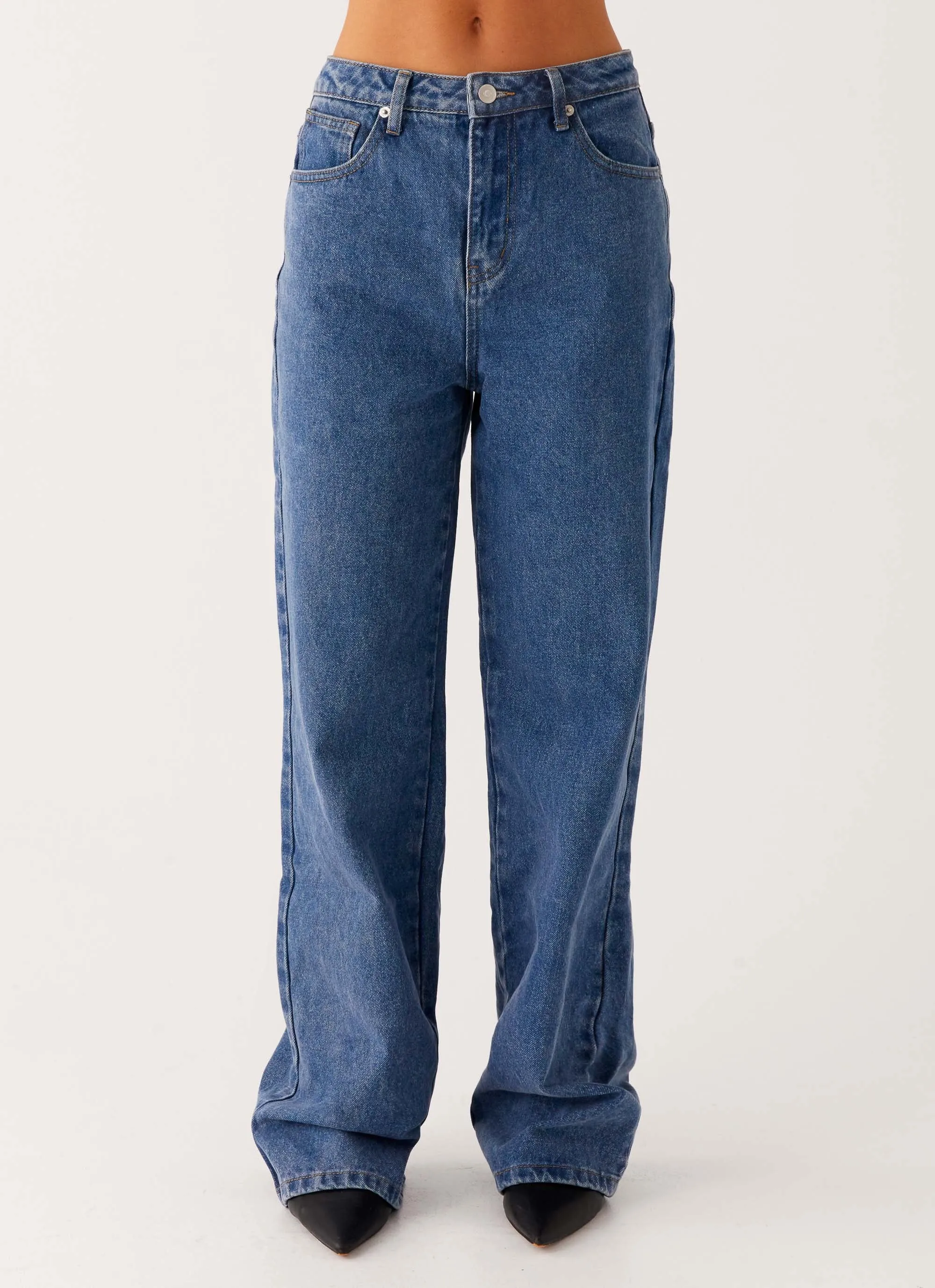 Back Again Straight Leg Denim Jeans - True Blue sold by Peppermayo product image thumbnail 2