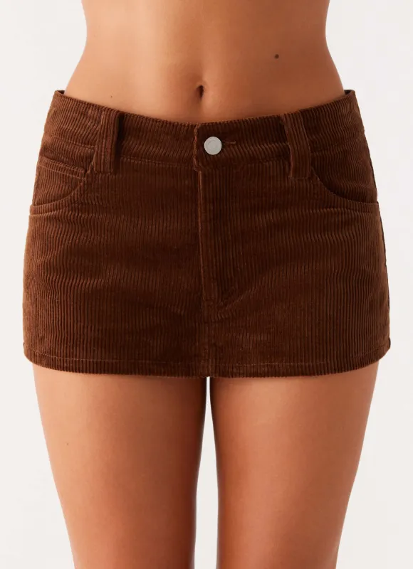 Tropics Low Rise Cord Mini Skort - Walnut made by Peppermayo
