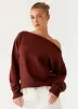 Jaelin Asymmetric Top - Chocolate sold by Peppermayo