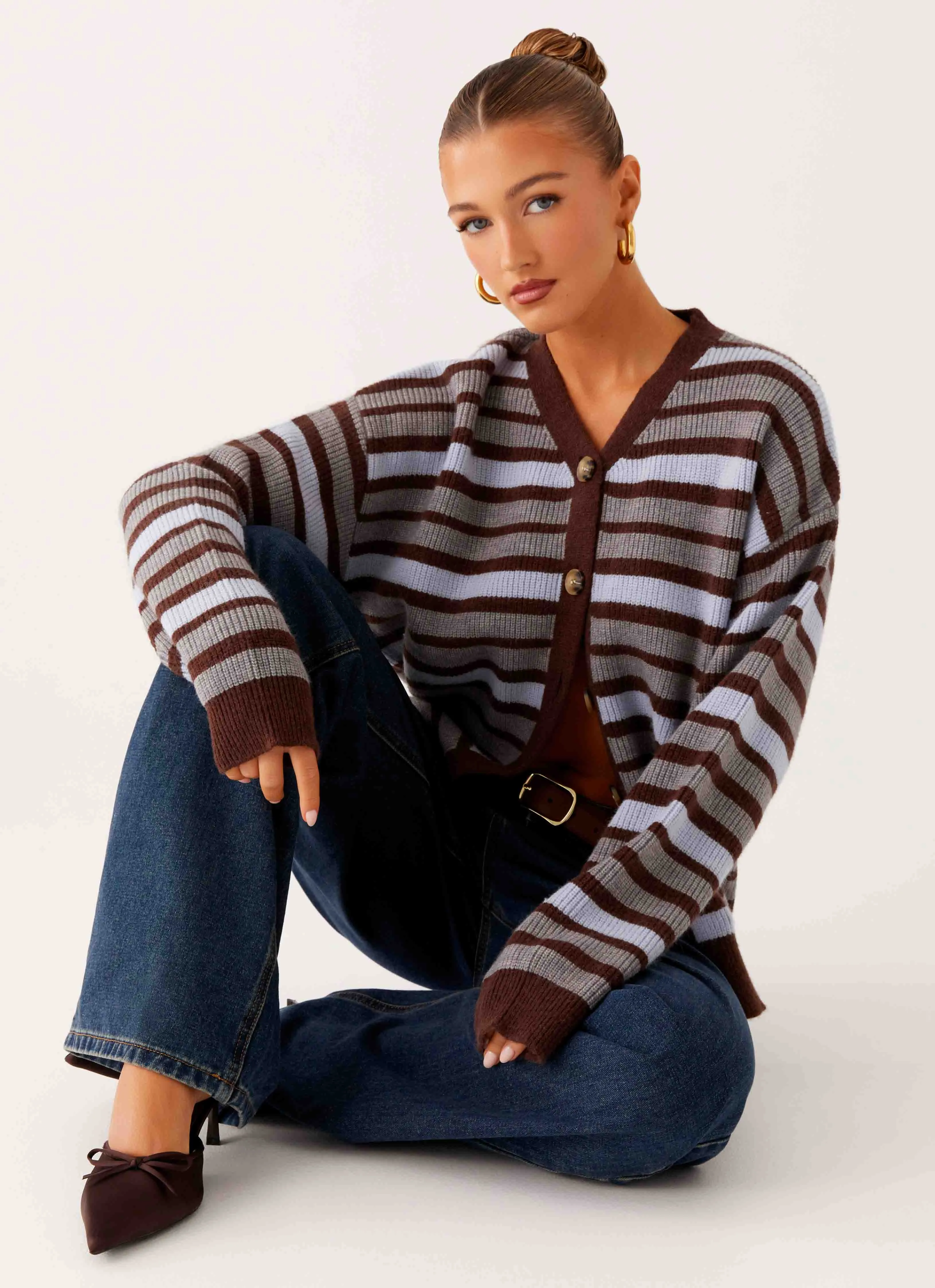 Charlie Oversized Cardigan - Tawny Stripe sold by Peppermayo product image thumbnail 5