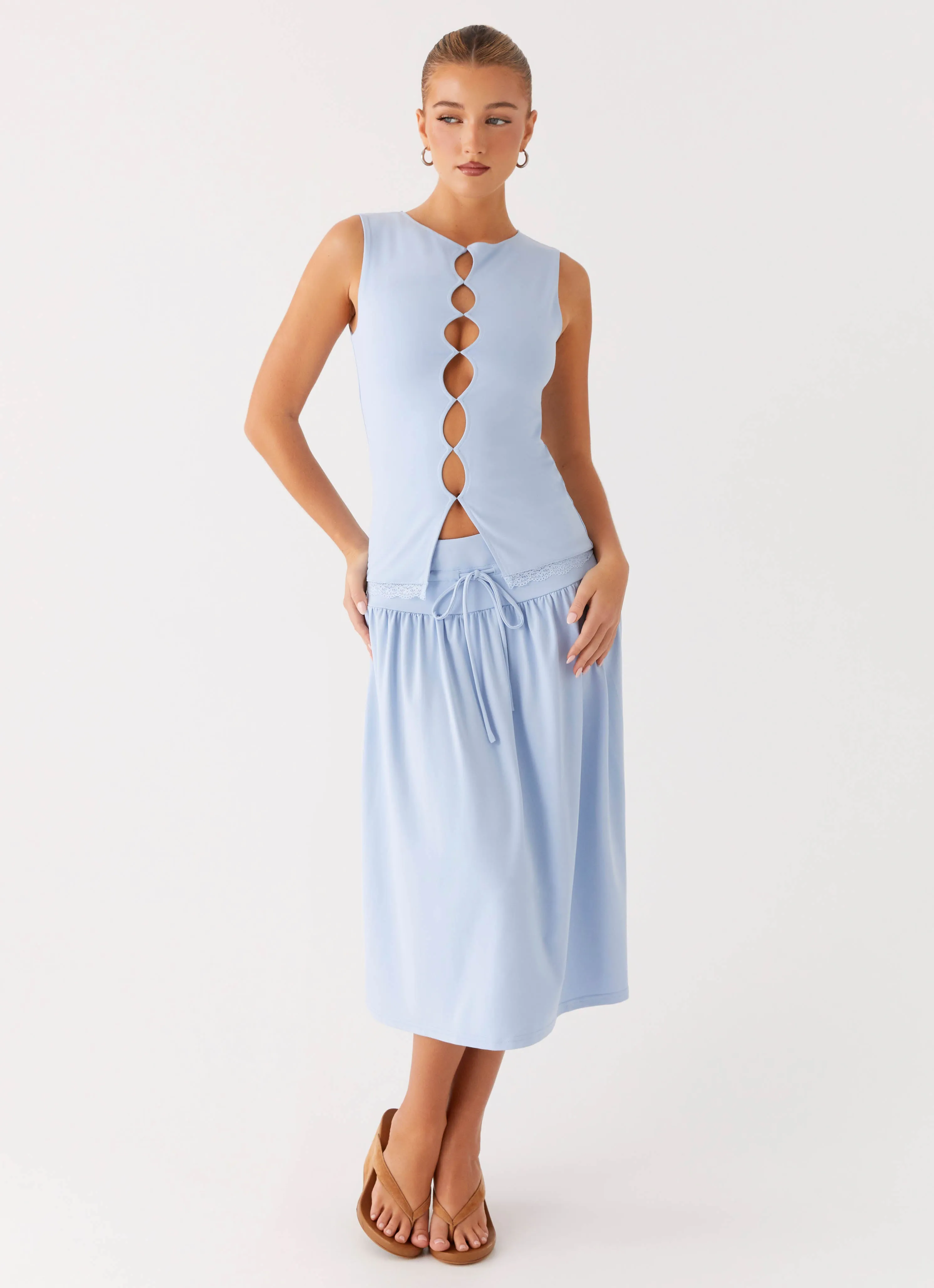 Silver Tides Midi Skirt - Blue sold by Peppermayo product image thumbnail 2