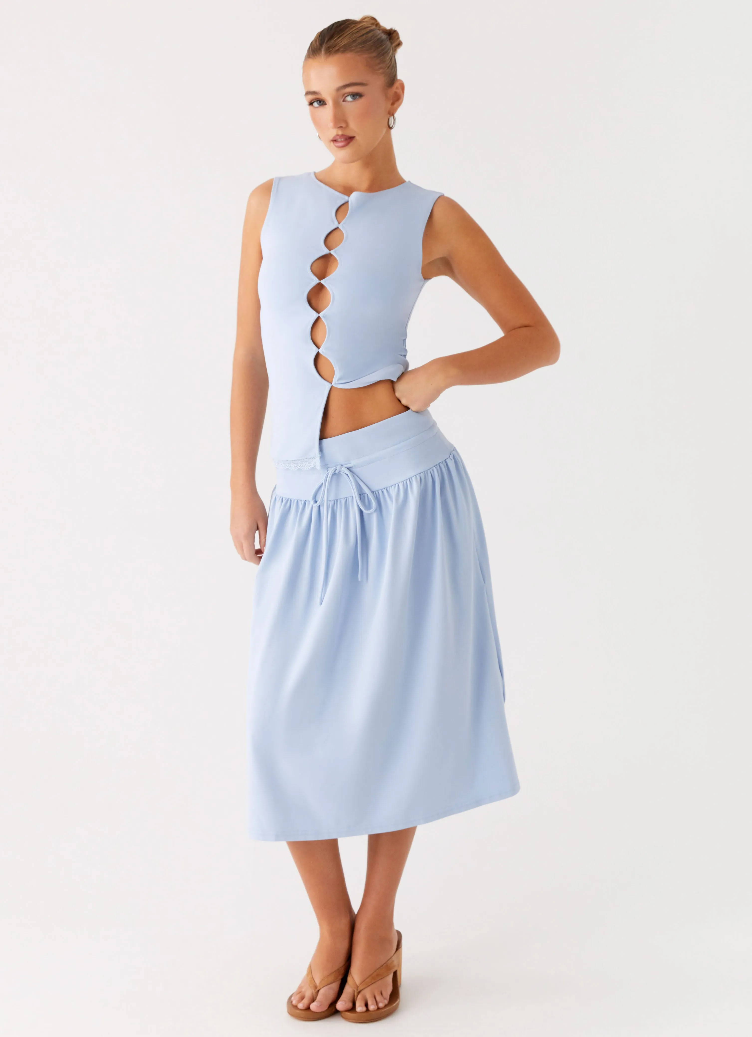 Silver Tides Midi Skirt - Blue sold by Peppermayo product image thumbnail 3