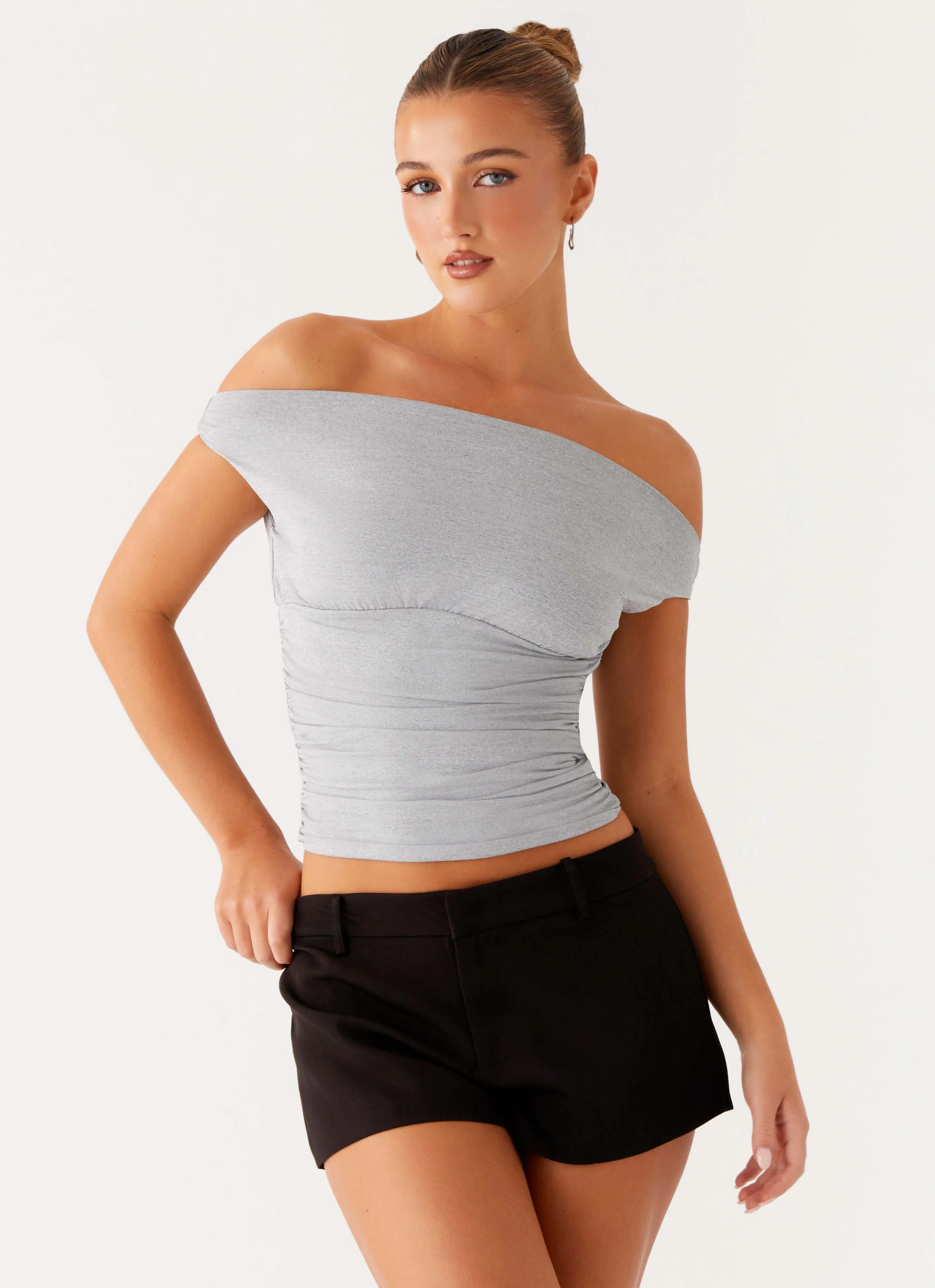Reva Off Shoulder Top - Grey sold by Peppermayo product image thumbnail 5