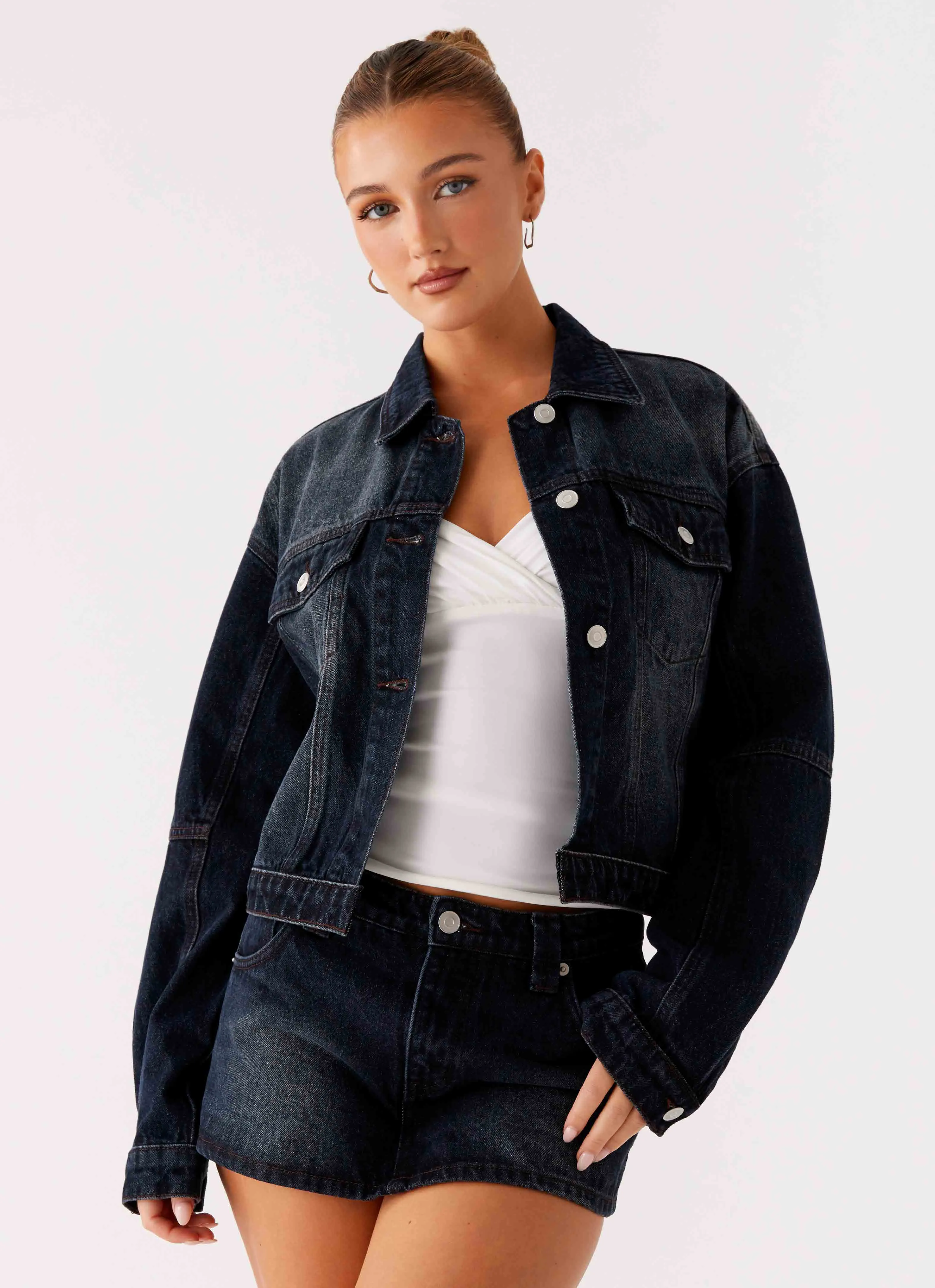 Tropics Denim Jacket - Washed Dark Blue sold by Peppermayo product image thumbnail 4