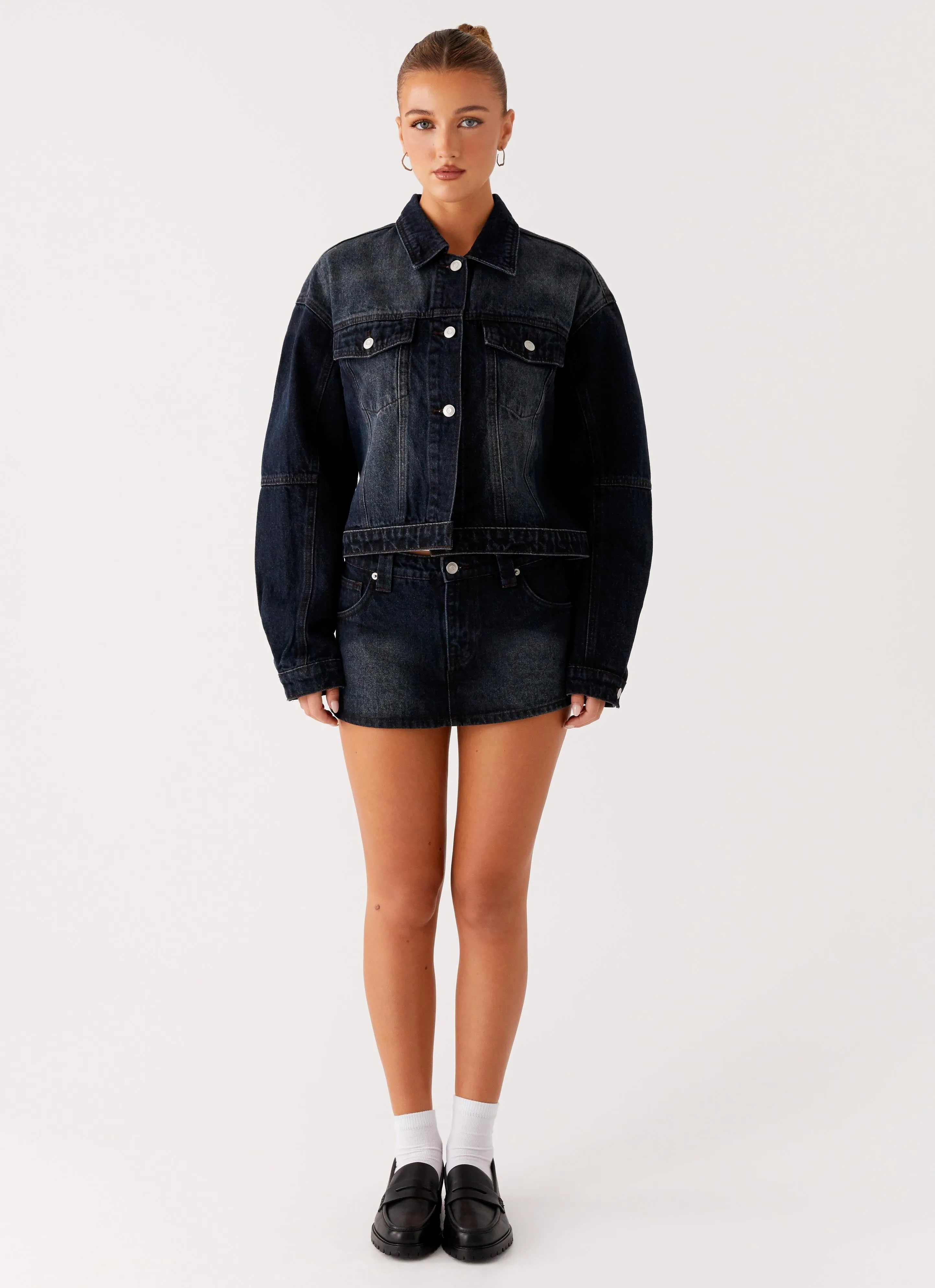 Tropics Denim Jacket - Washed Dark Blue sold by Peppermayo