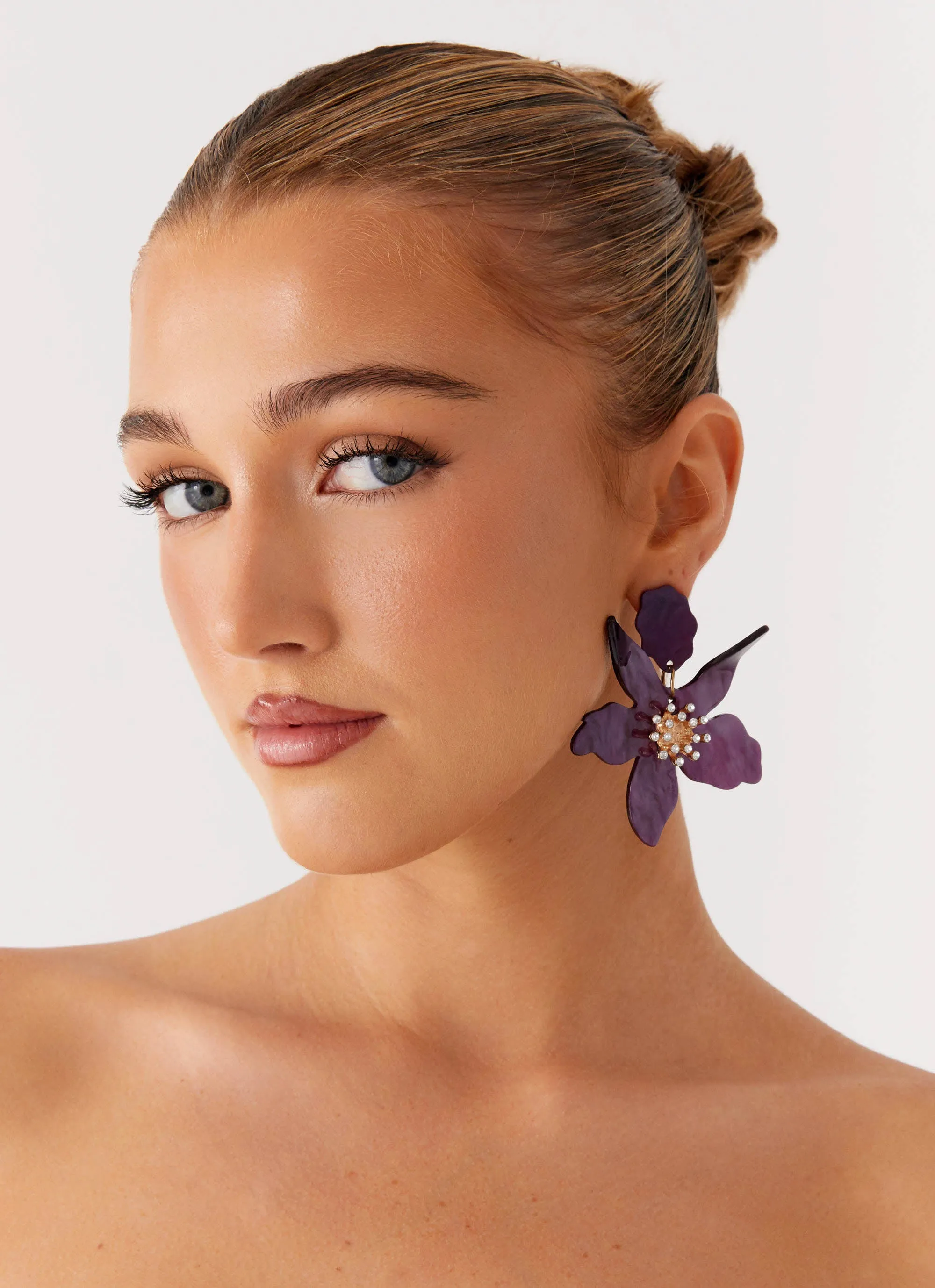 Siesta Flower Earrings - Purple sold by Peppermayo