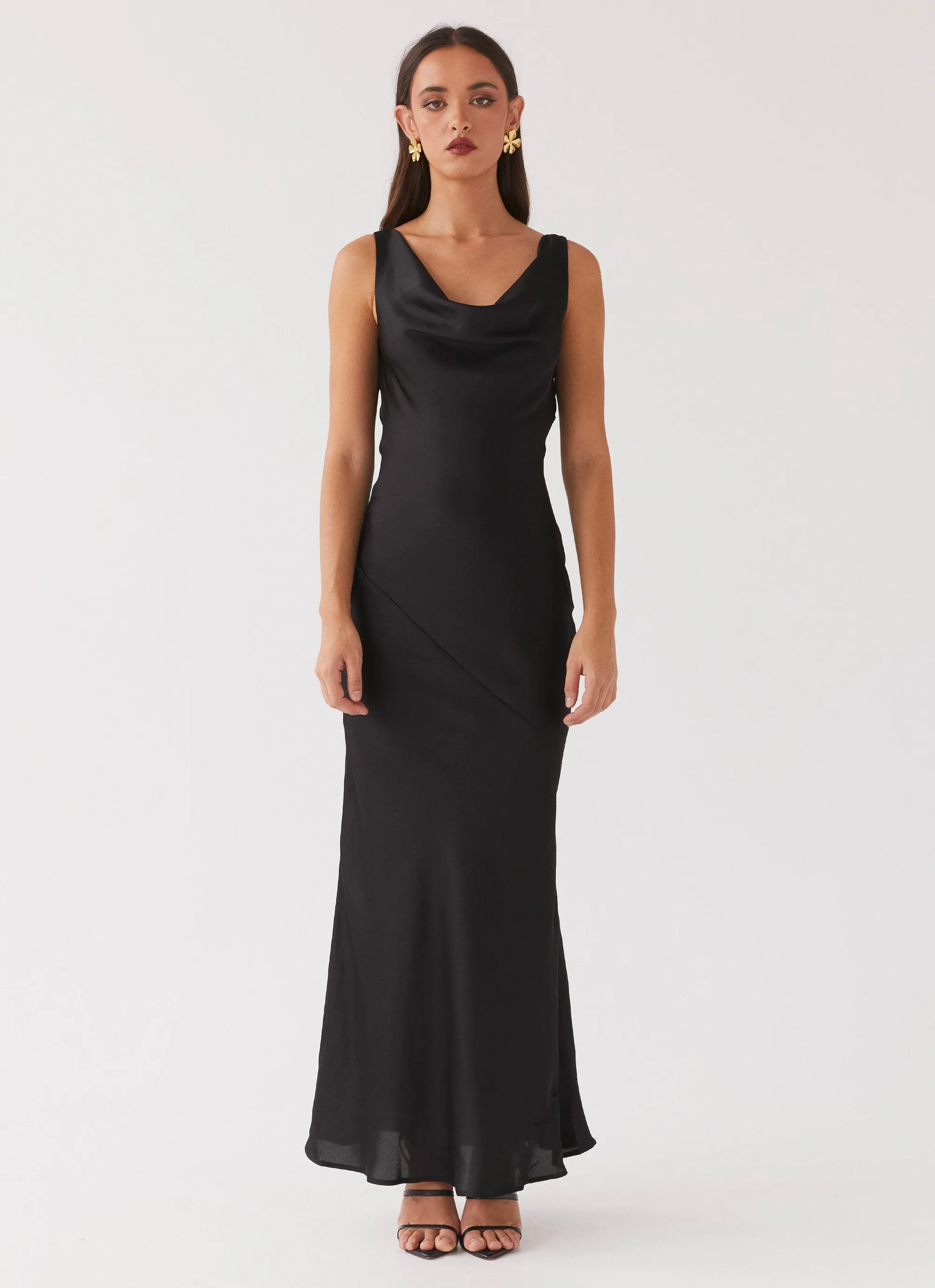 Be Mine Satin Maxi Dress - Black sold by Peppermayo product image thumbnail 2