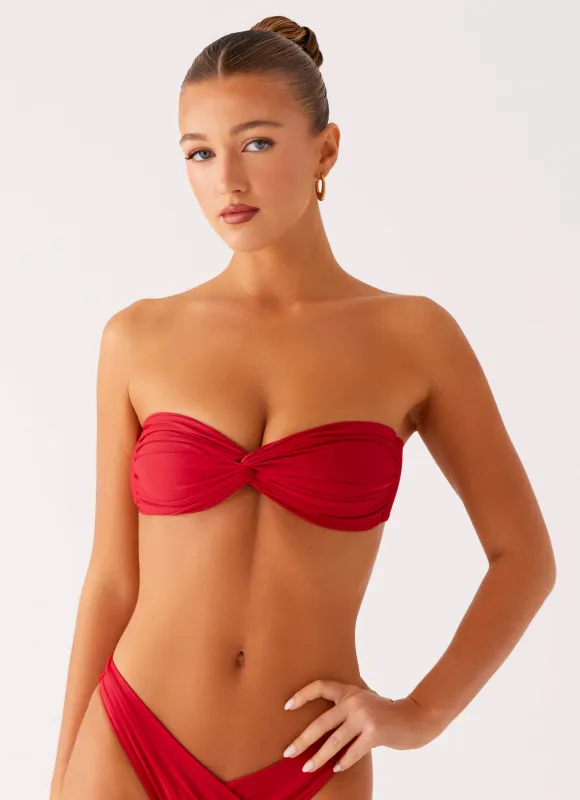 Delta Bandeau Bikini Top - Deep Red sold by Peppermayo