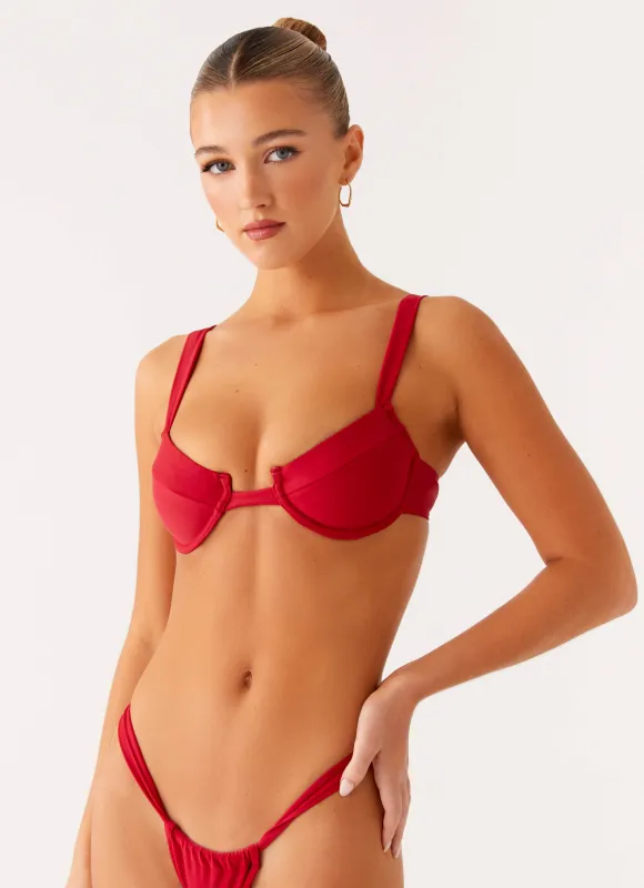 Airlie Balconette Bikini Top - Deep Red sold by Peppermayo