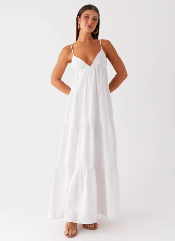 Lotty Linen Maxi Dress - White sold by Peppermayo