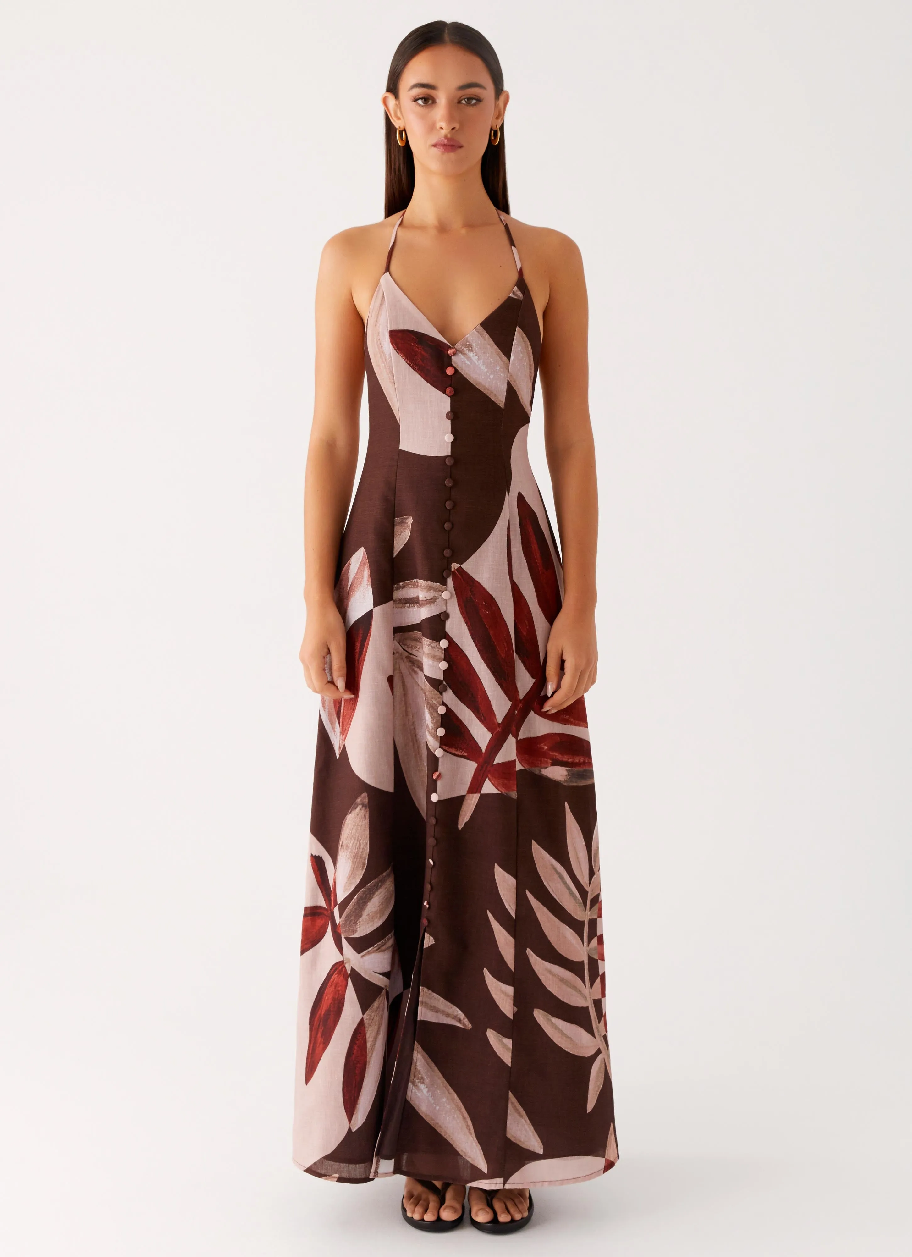Autumn Linen Maxi Dress - Cinnamon Palm sold by Peppermayo product image thumbnail 2