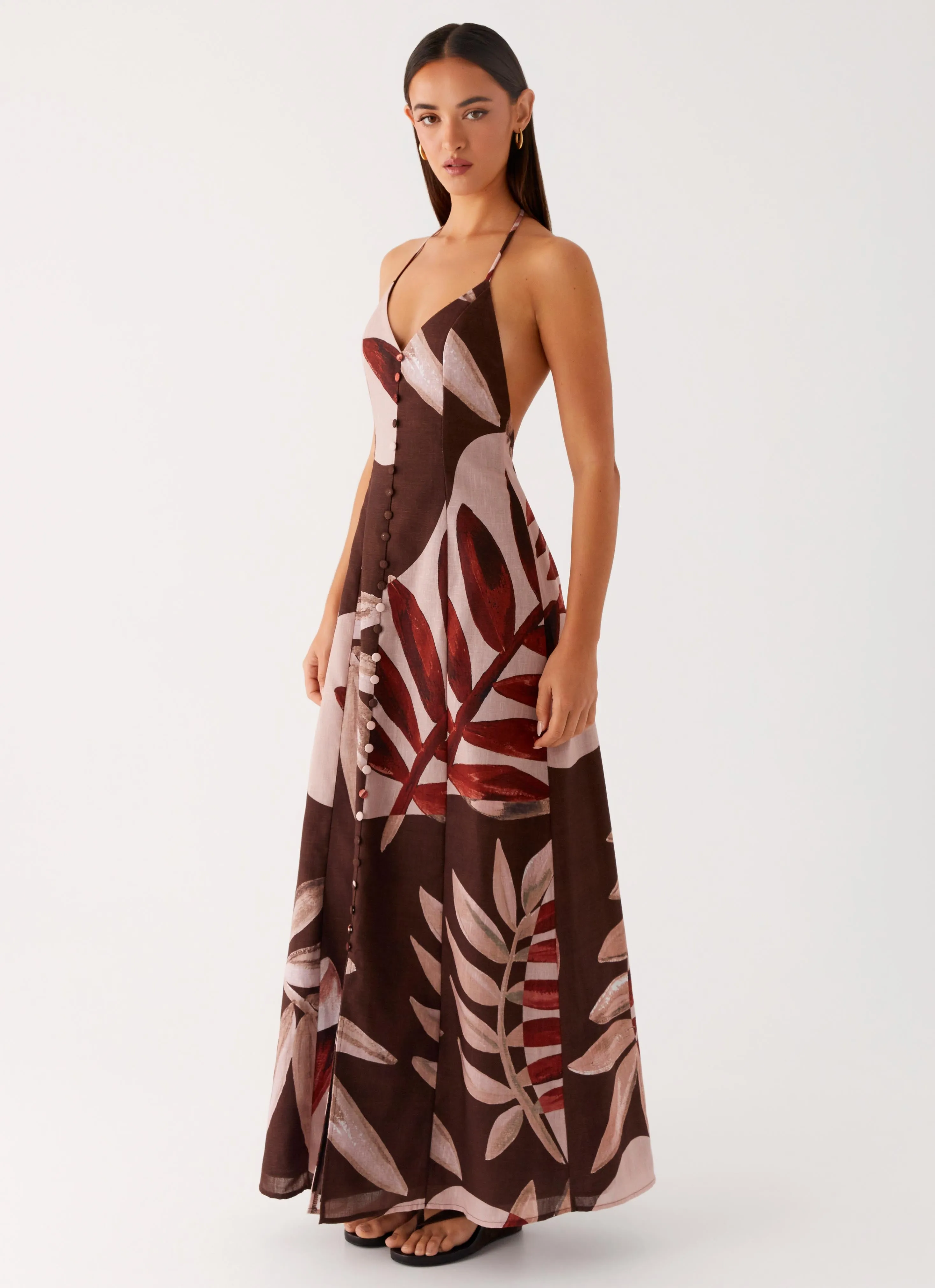 Autumn Linen Maxi Dress - Cinnamon Palm sold by Peppermayo product image thumbnail 3
