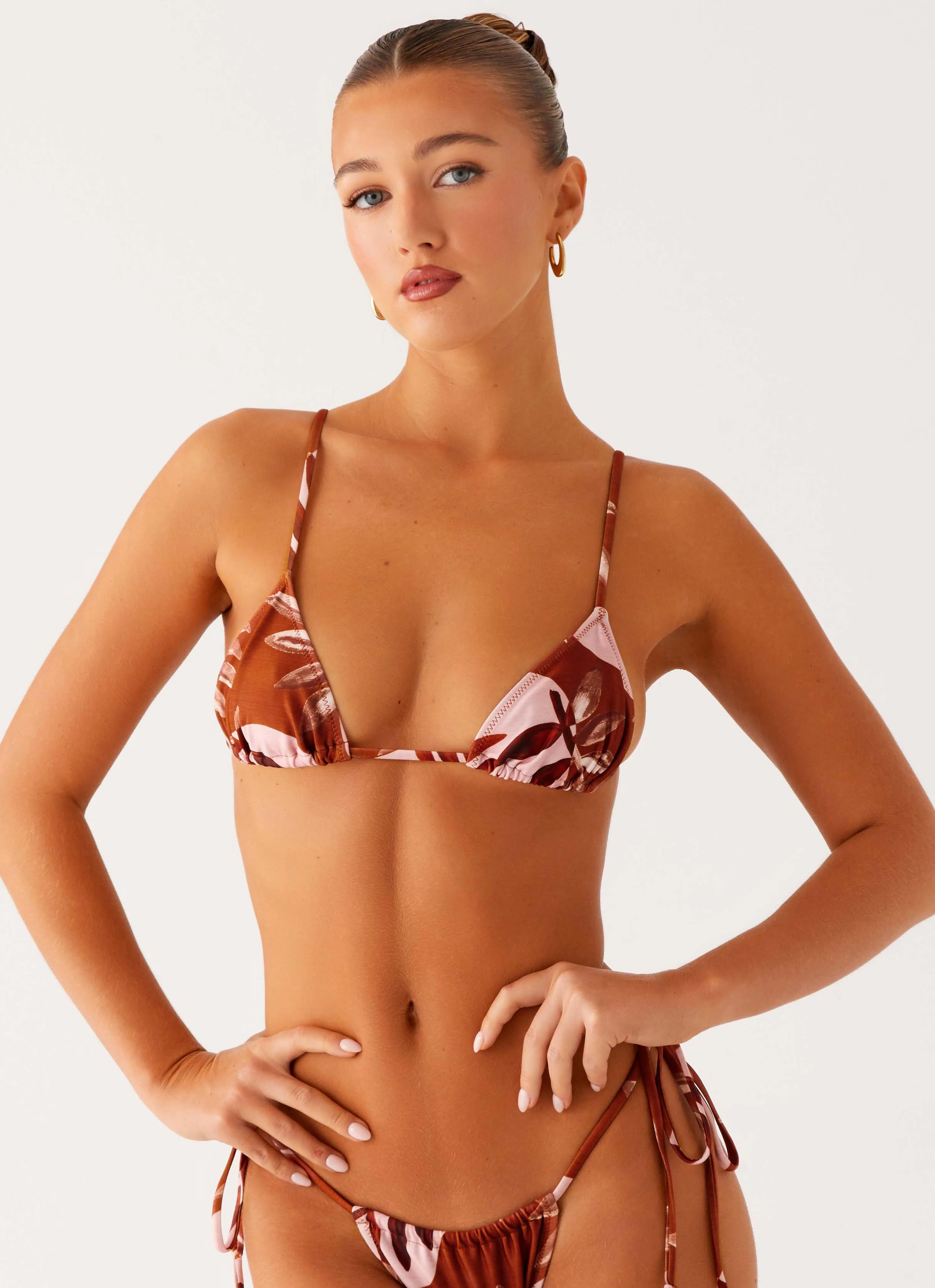 Calista Bikini Top - Cinnamon Palm sold by Peppermayo