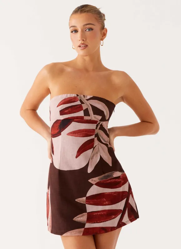 Kellen Mini Dress - Cinnamon Palm sold by Peppermayo