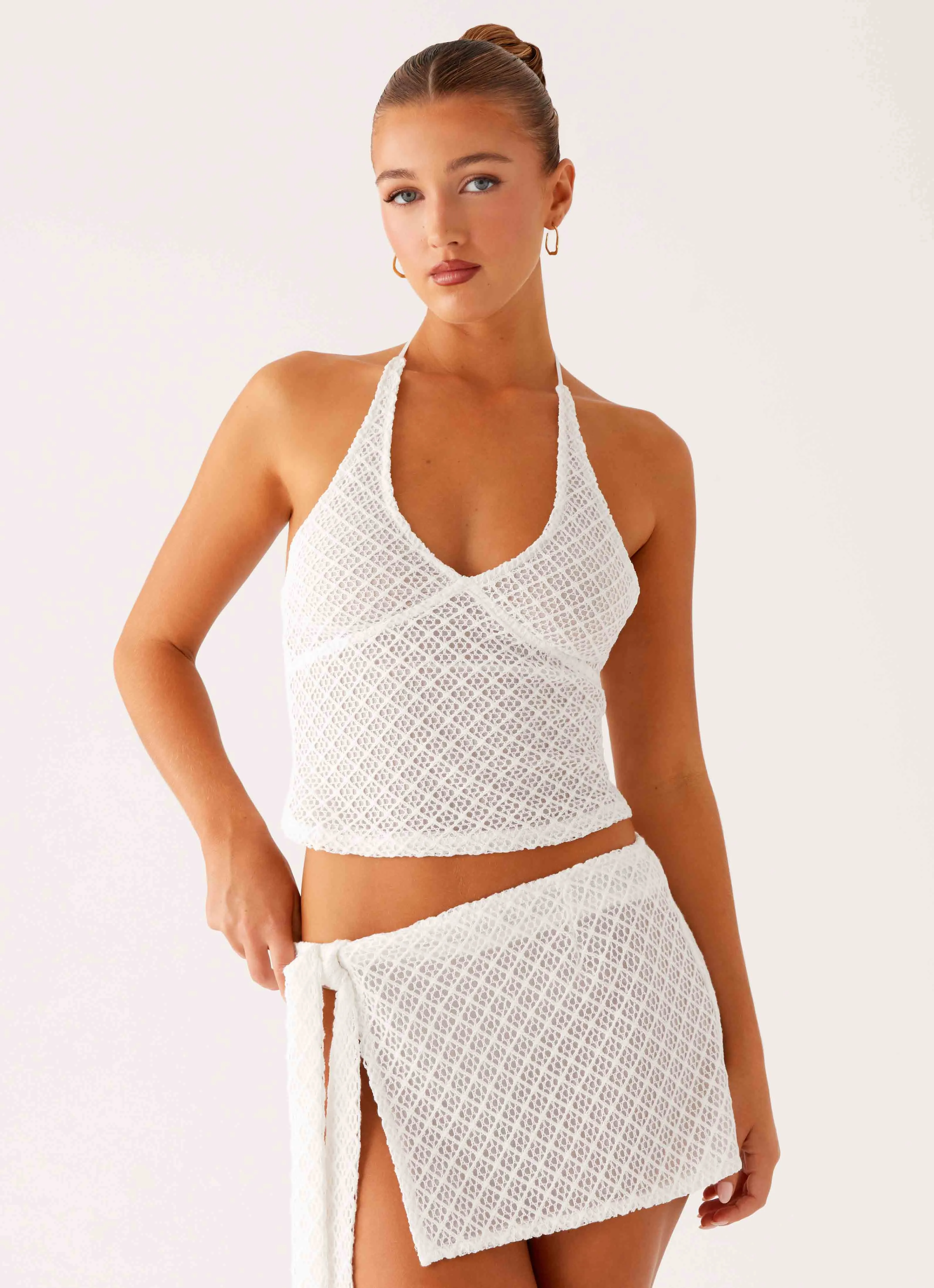 Bernie Halter Top - Ivory sold by Peppermayo