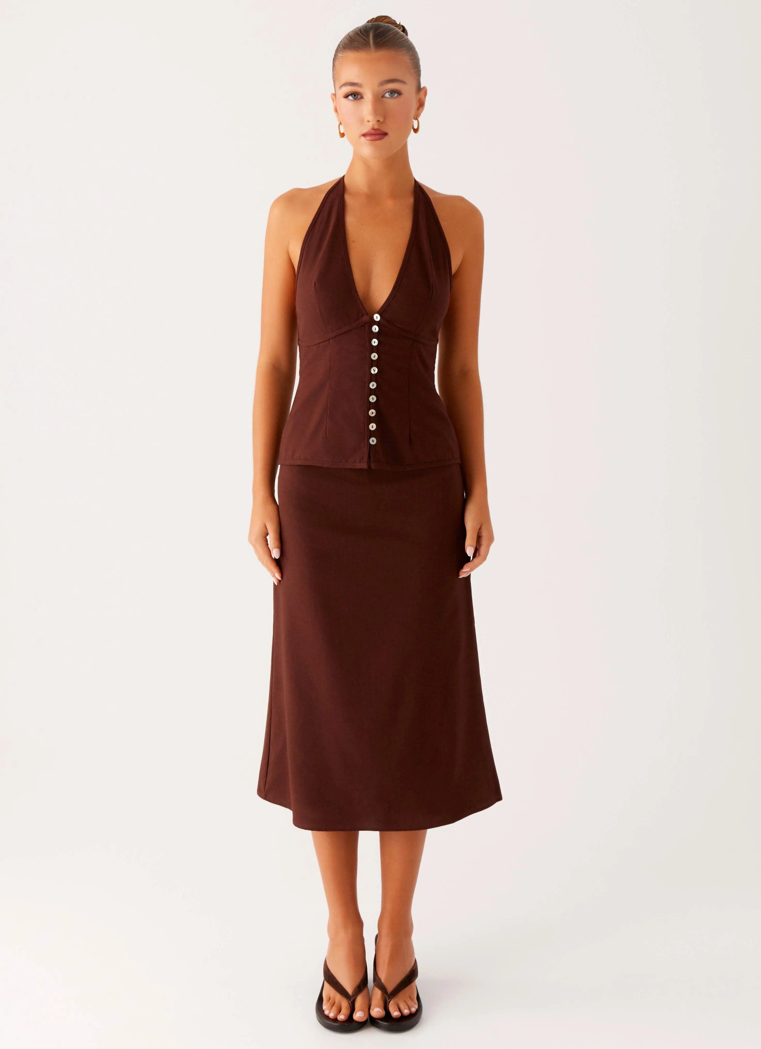 Esther Midi Skirt - Chocolate sold by Peppermayo product image thumbnail 2