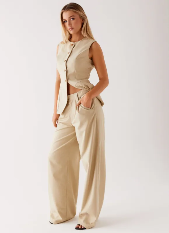 Siena Style Tailored Pants - Beige sold by Peppermayo