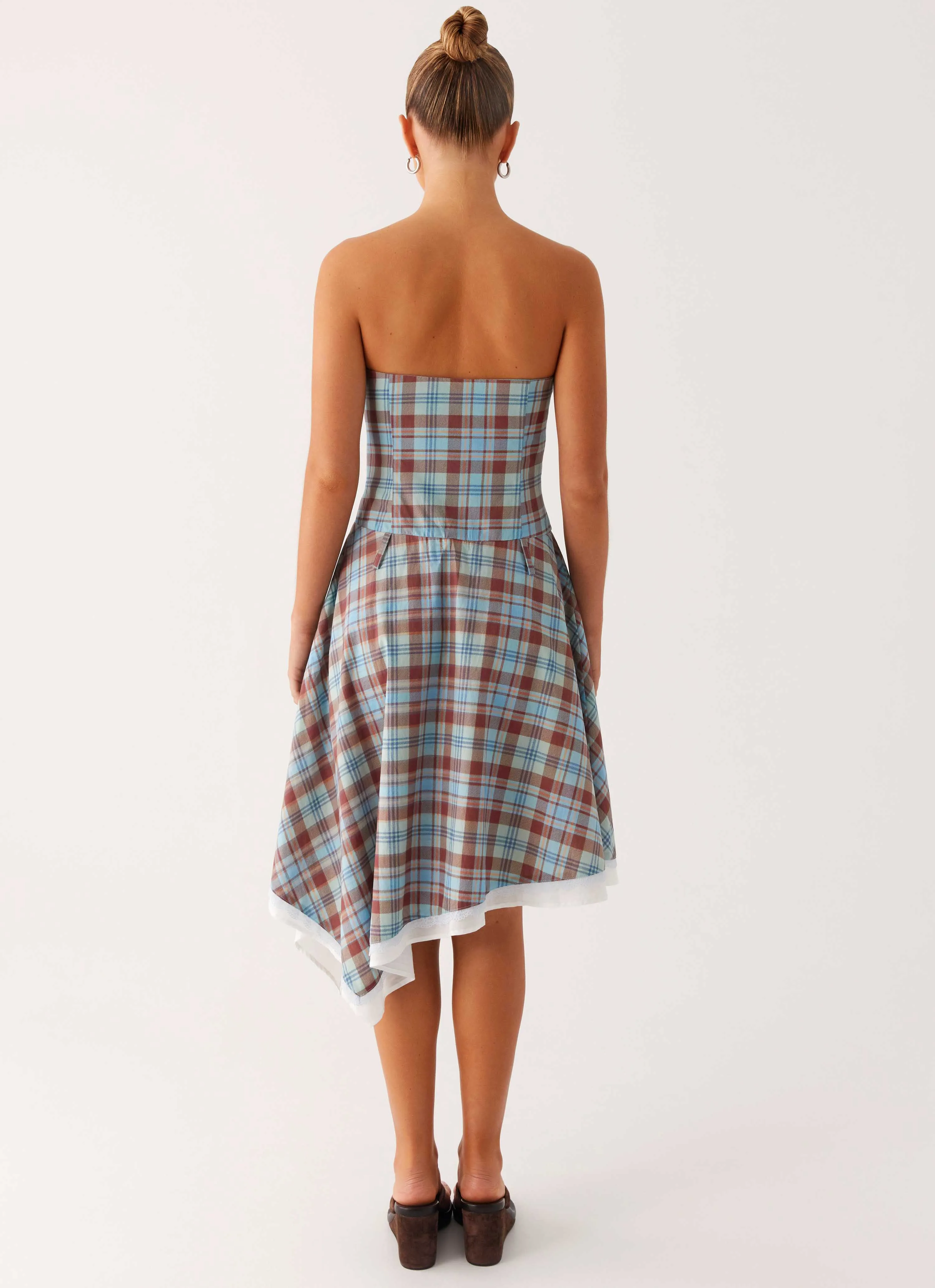 Tonie Strapless Midi Dress - Shoreline Check sold by Peppermayo product image thumbnail 5