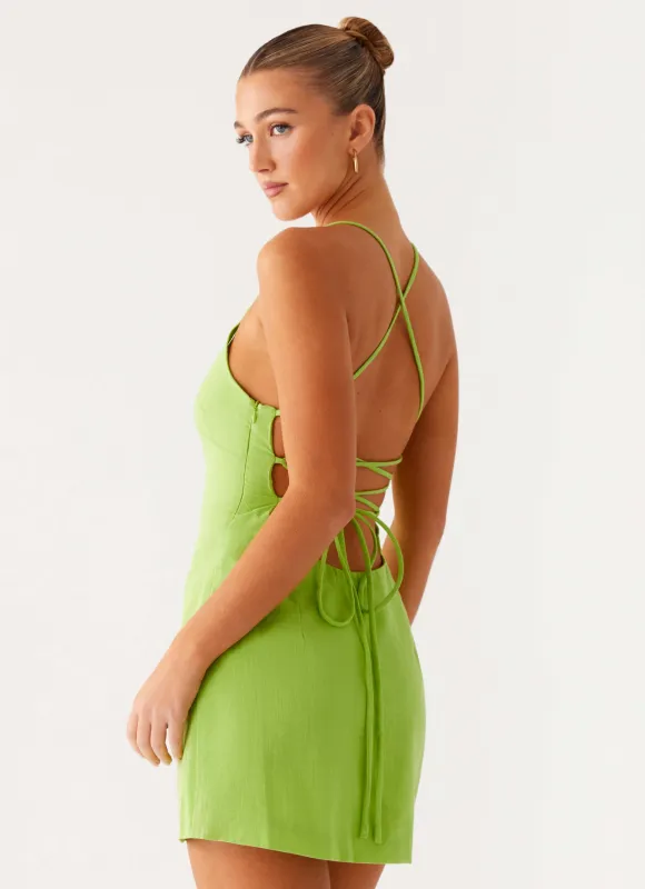 Seaside Escape Mini Dress - Lime sold by Peppermayo