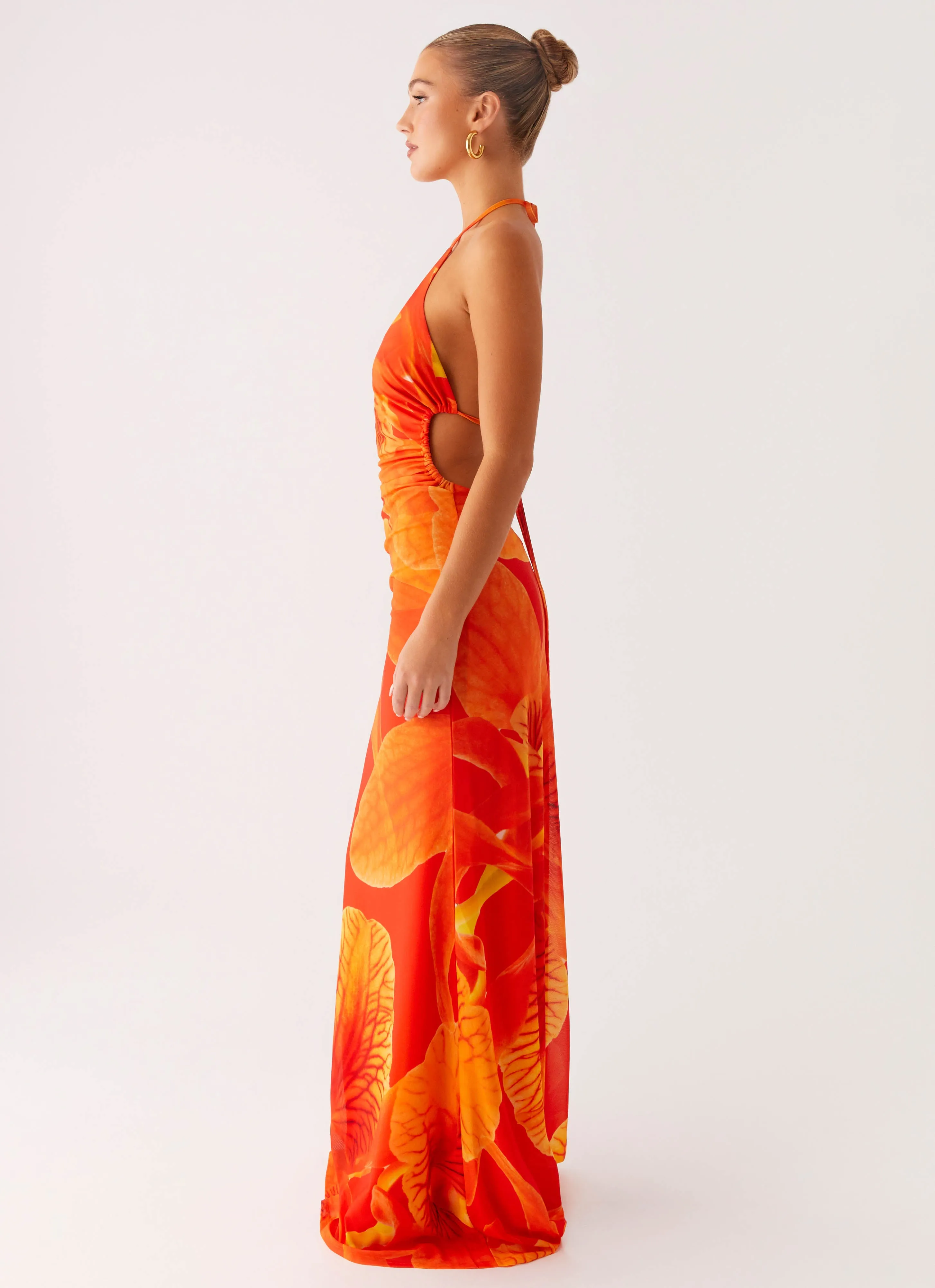 Palawan Mesh Maxi Dress - Orange Floral sold by Peppermayo product image thumbnail 2