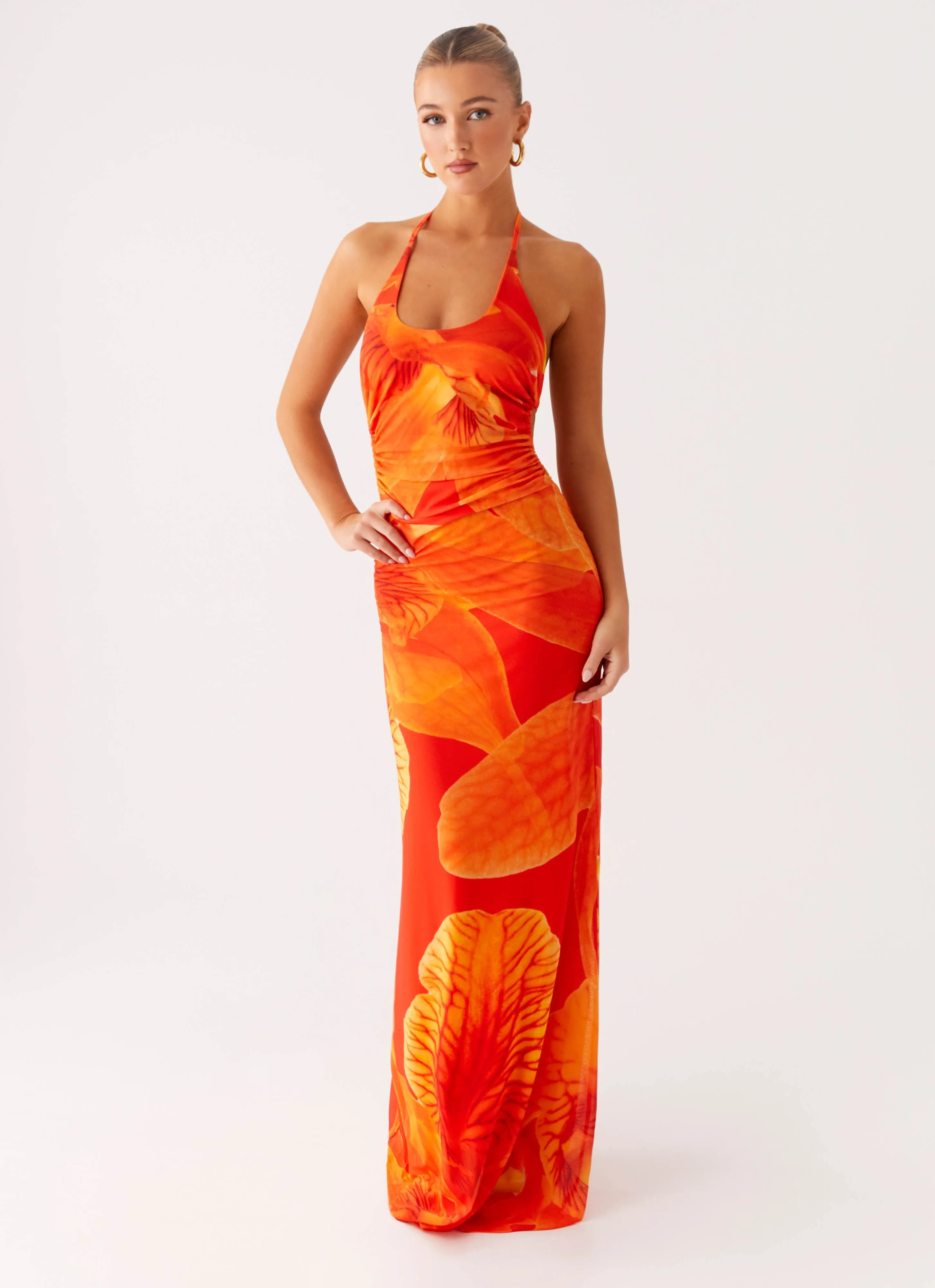 Palawan Mesh Maxi Dress - Orange Floral sold by Peppermayo product image thumbnail 5
