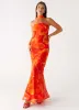 Under The Pagoda Maxi Dress - Orange Floral sold by Peppermayo